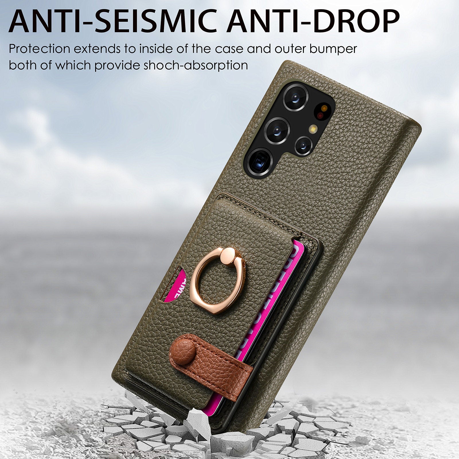 Y2 For Samsung Galaxy S22 Ultra 5G Case Leather Coated PC+TPU Card Slot Phone Cover