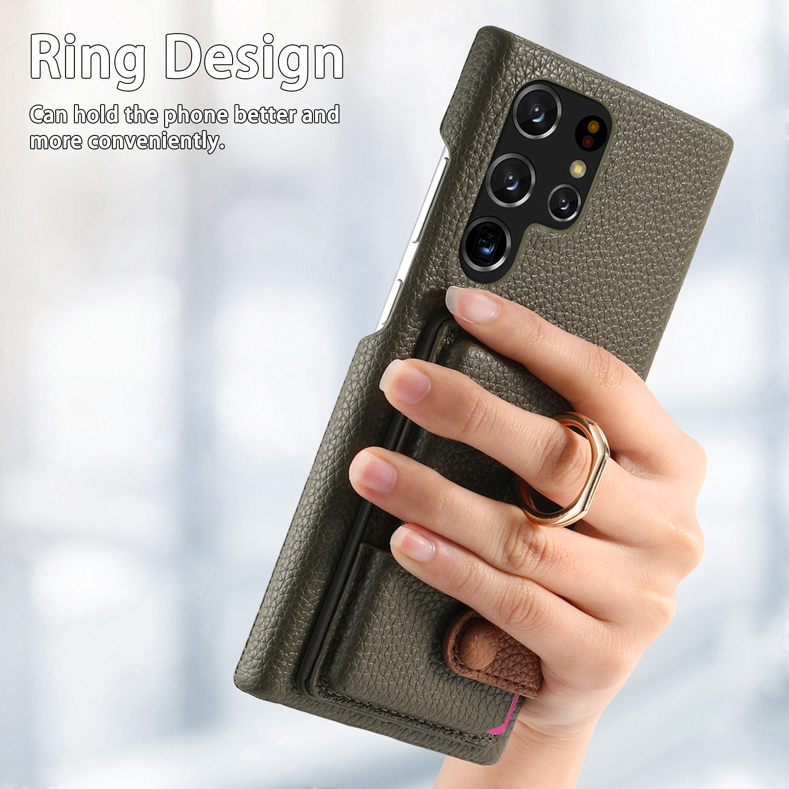 Y2 For Samsung Galaxy S22 Ultra 5G Case Leather Coated PC+TPU Card Slot Phone Cover
