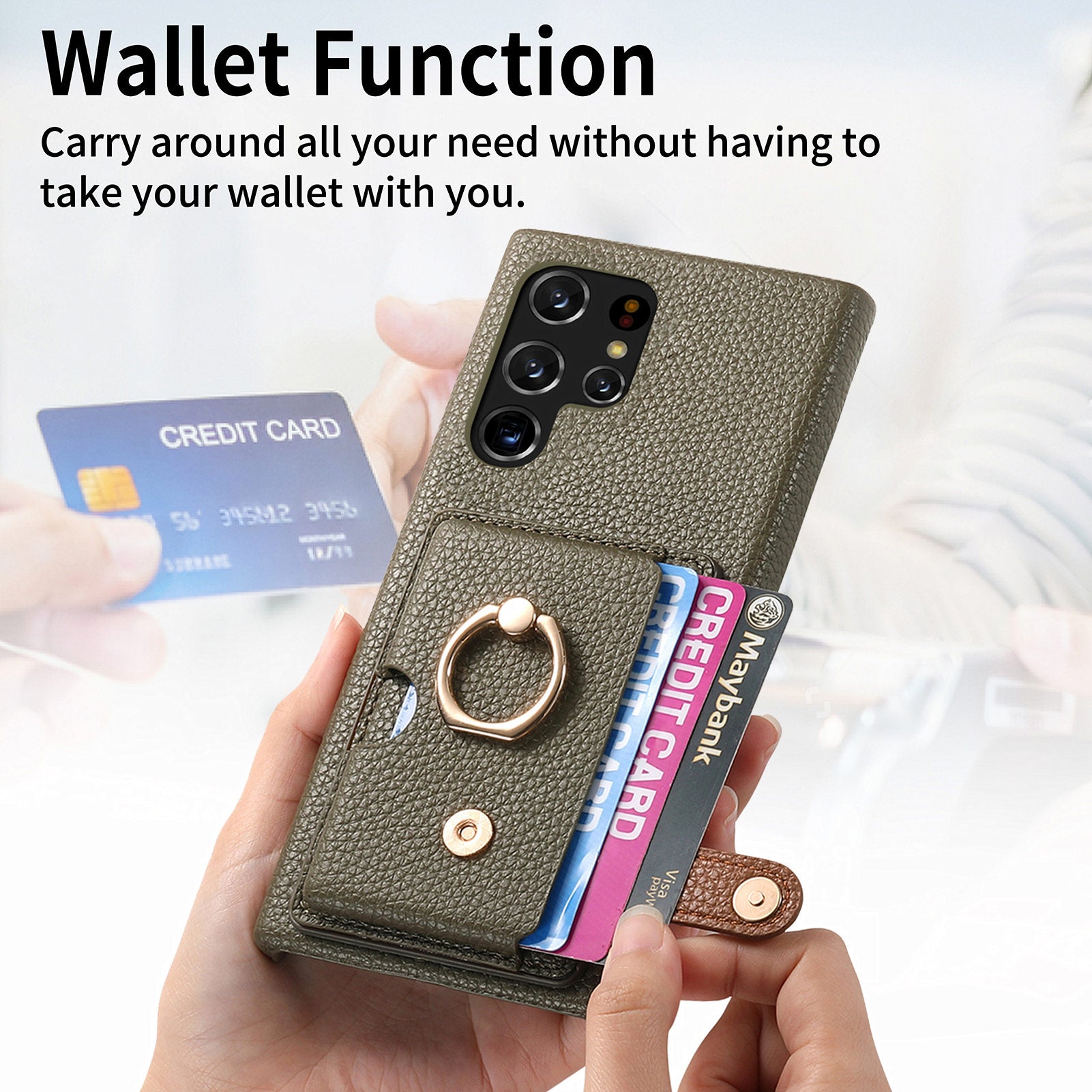 Y2 For Samsung Galaxy S22 Ultra 5G Case Leather Coated PC+TPU Card Slot Phone Cover