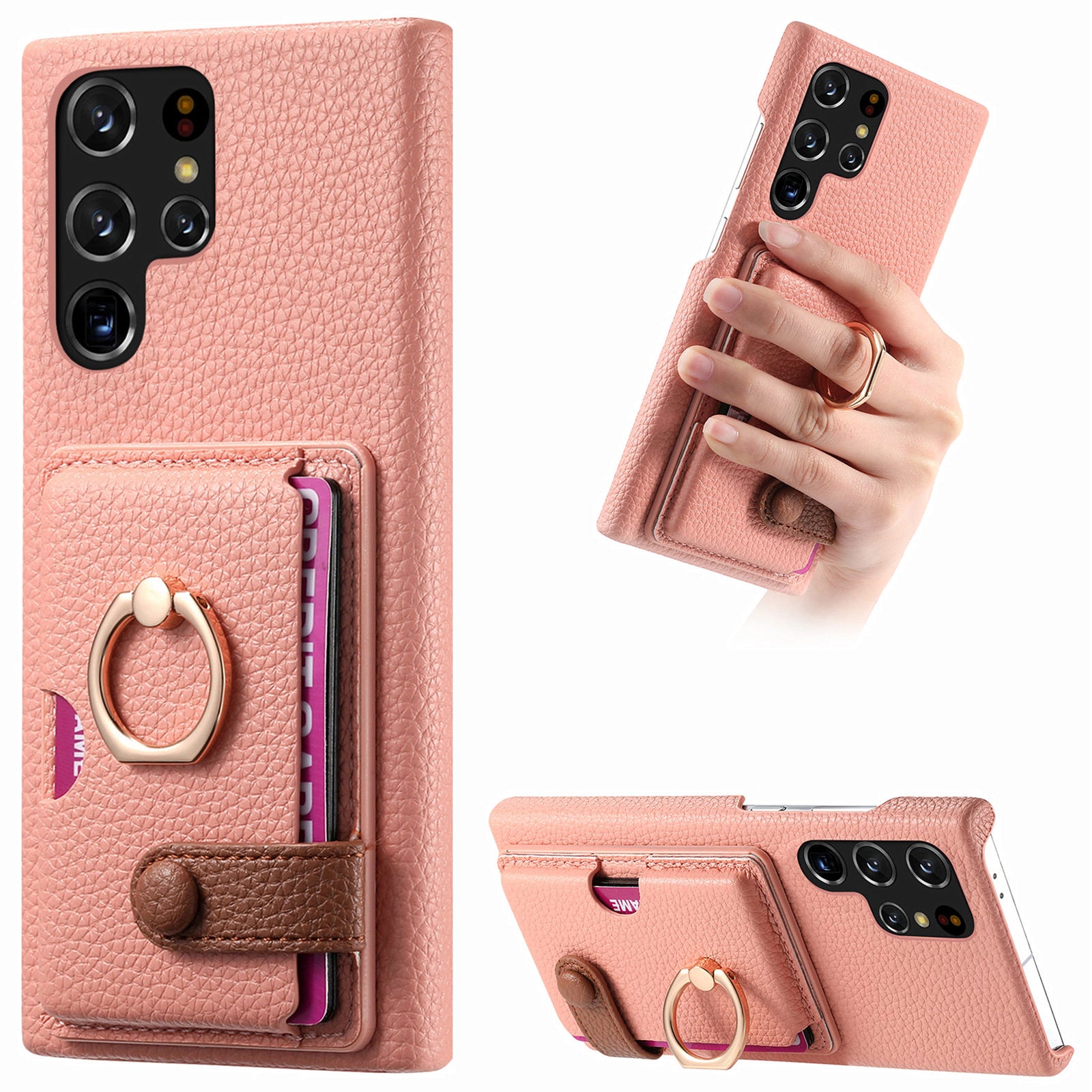 Y2 For Samsung Galaxy S22 Ultra 5G Case Leather Coated PC+TPU Card Slot Phone Cover