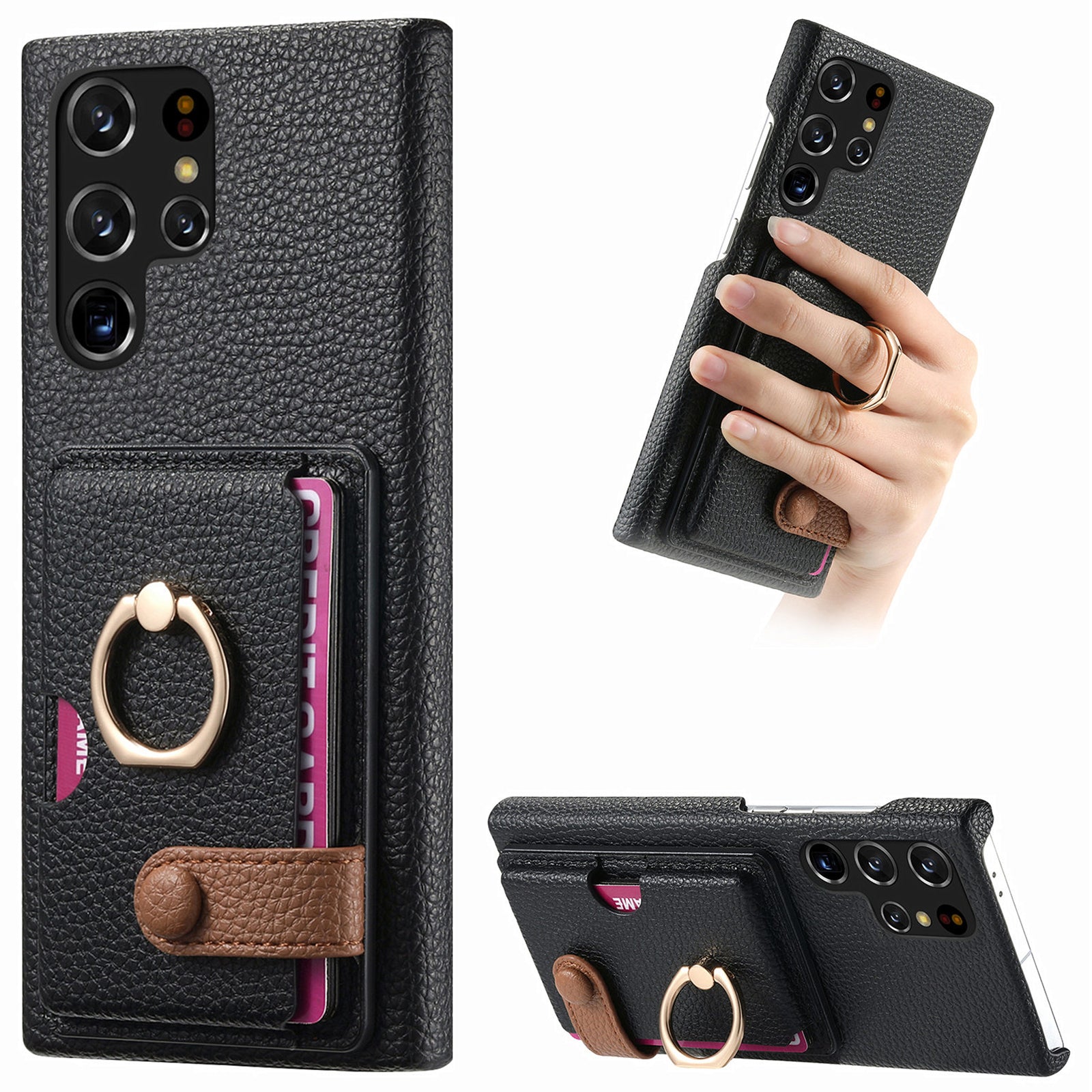 Y2 For Samsung Galaxy S22 Ultra 5G Case Leather Coated PC+TPU Card Slot Phone Cover