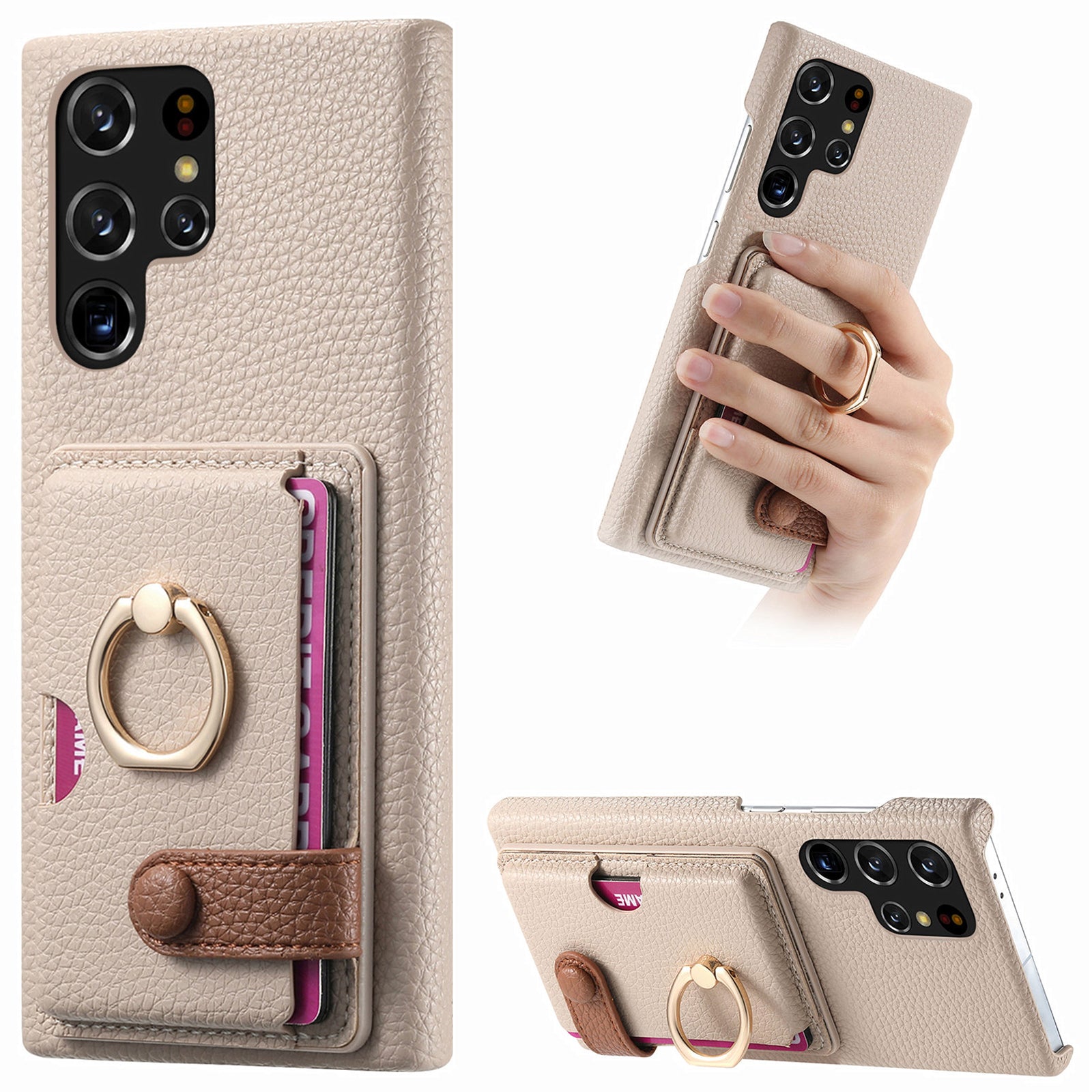 Y2 For Samsung Galaxy S22 Ultra 5G Case Leather Coated PC+TPU Card Slot Phone Cover