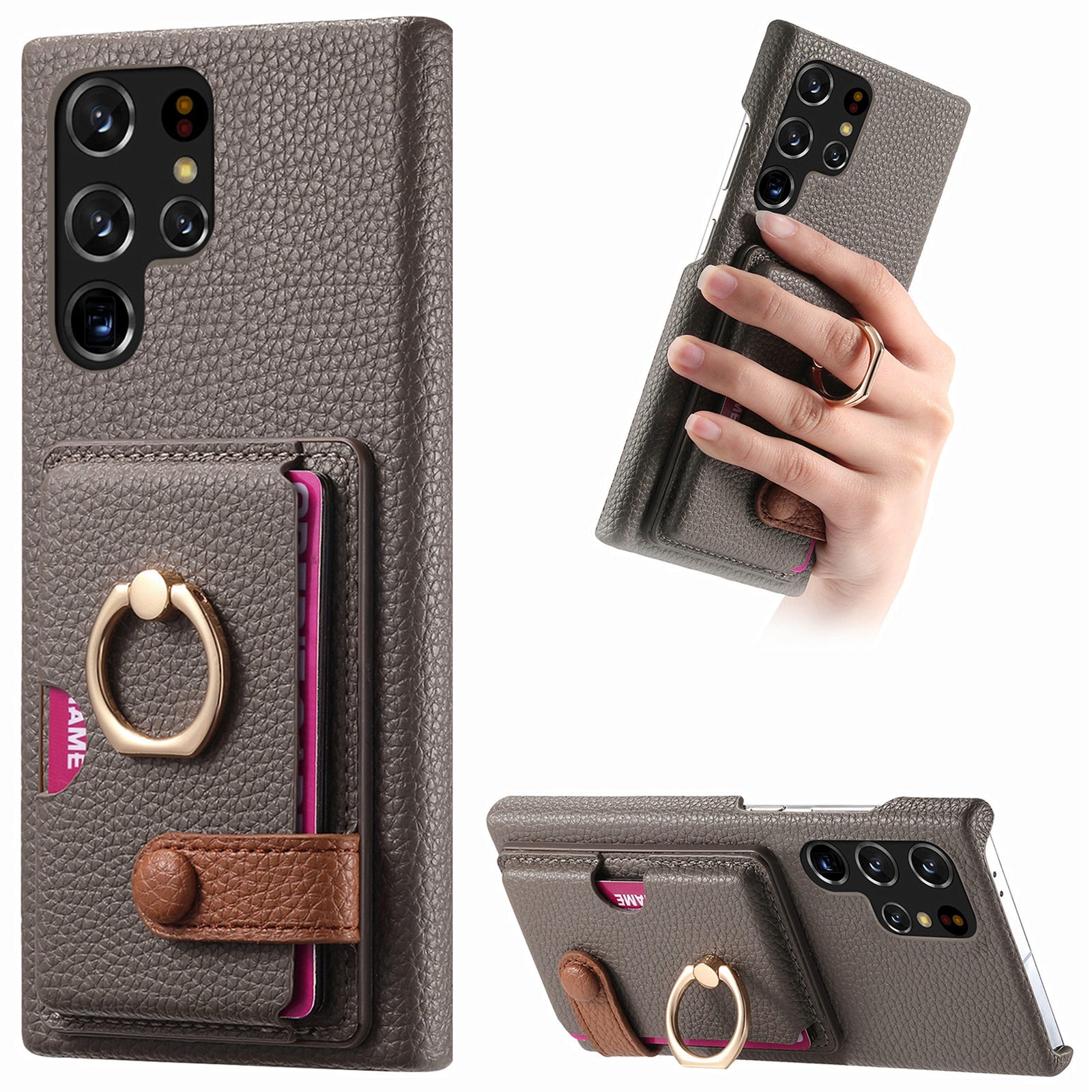 Y2 For Samsung Galaxy S22 Ultra 5G Case Leather Coated PC+TPU Card Slot Phone Cover