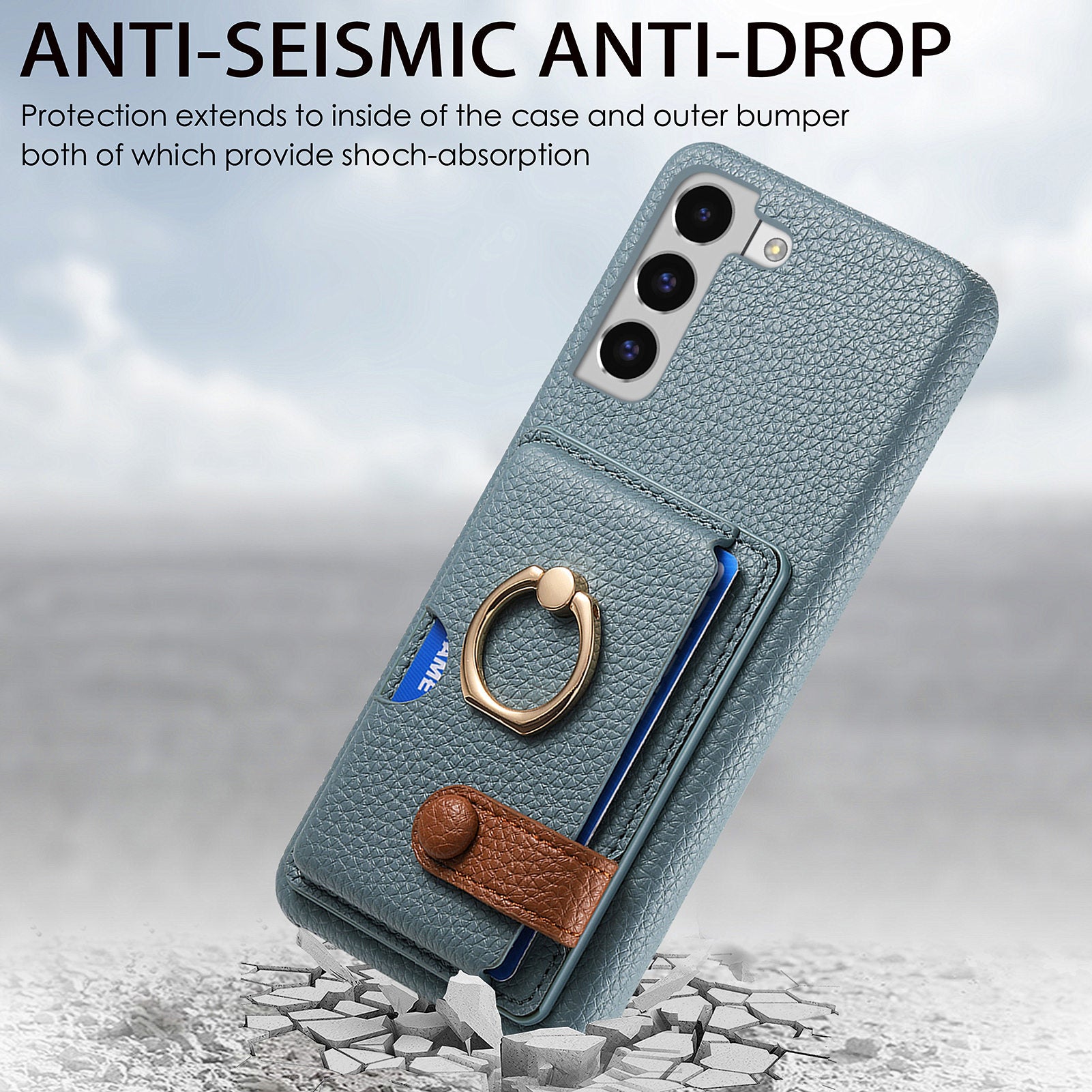 Y2 For Samsung Galaxy S22 5G Case Leather Coated PC+TPU Litchi Texture Phone Cover