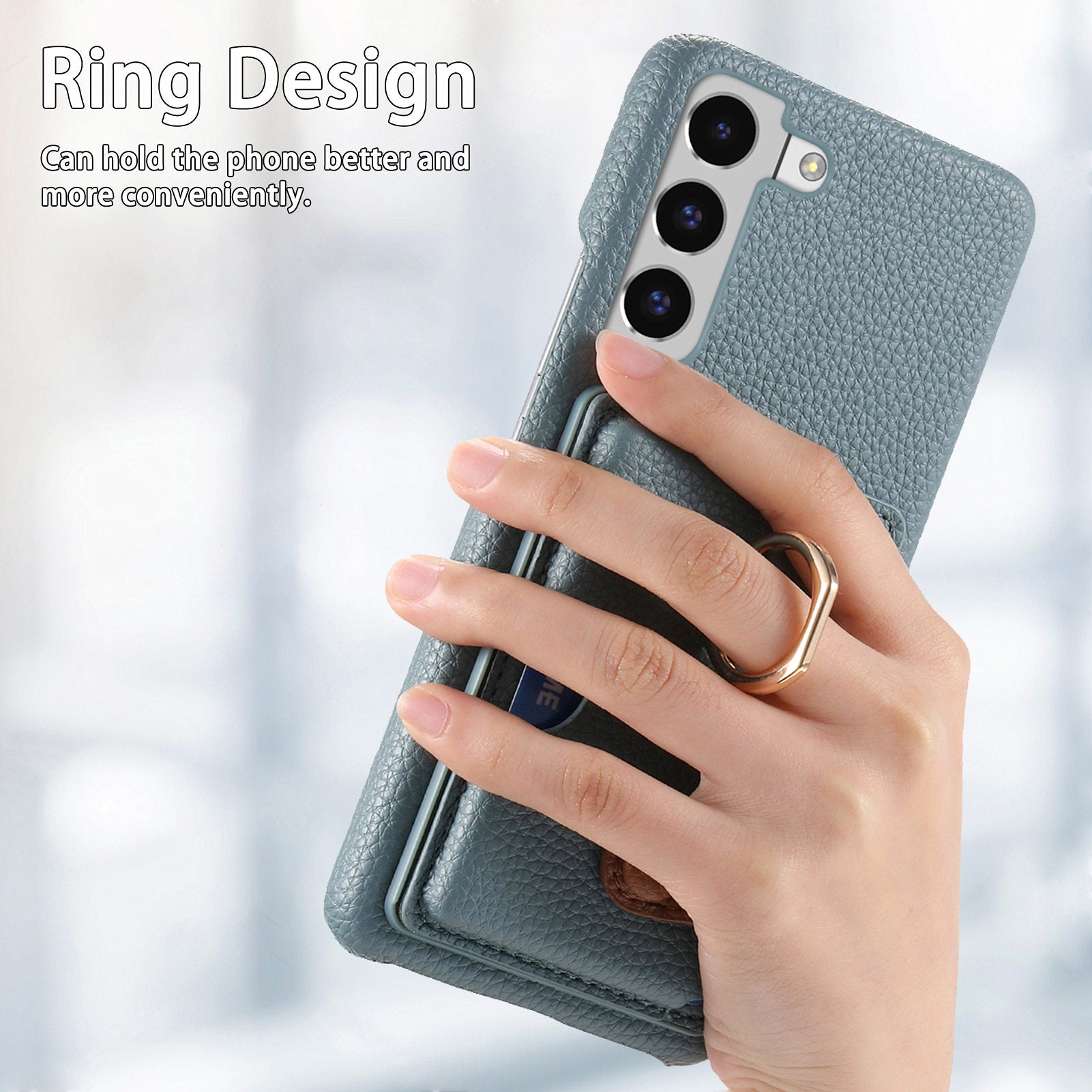 Y2 For Samsung Galaxy S22 5G Case Leather Coated PC+TPU Litchi Texture Phone Cover