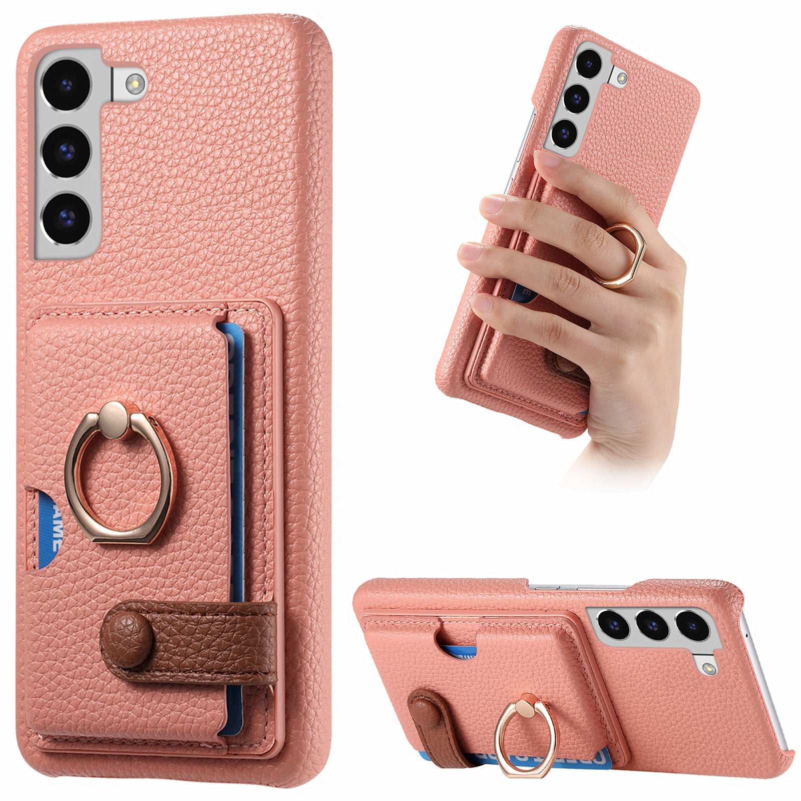 Y2 For Samsung Galaxy S22 5G Case Leather Coated PC+TPU Litchi Texture Phone Cover