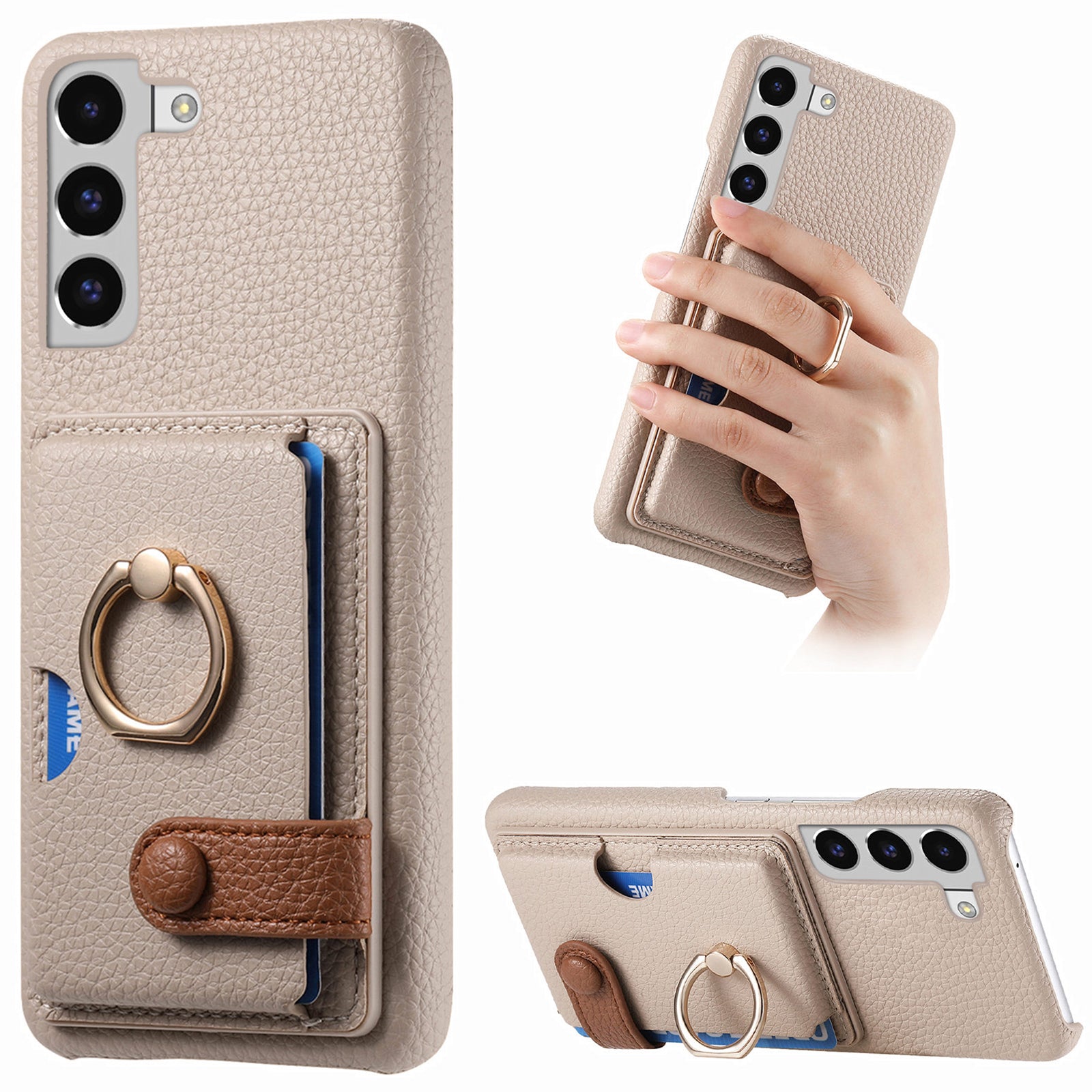 Y2 For Samsung Galaxy S22 5G Case Leather Coated PC+TPU Litchi Texture Phone Cover