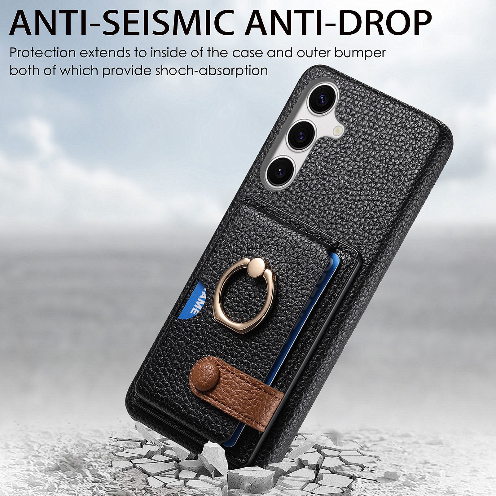 Y2 For Samsung Galaxy S23 FE Case Card Slot Phone Cover with Ring Kickstand