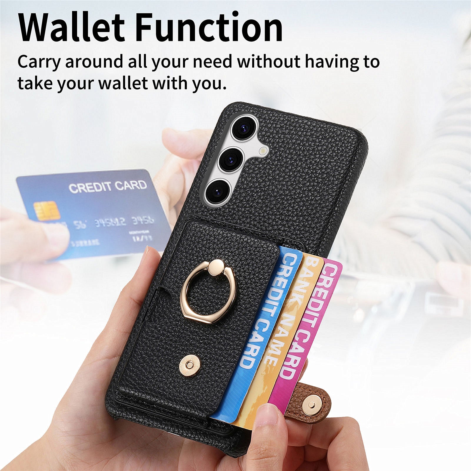 Y2 For Samsung Galaxy S23 FE Case Card Slot Phone Cover with Ring Kickstand