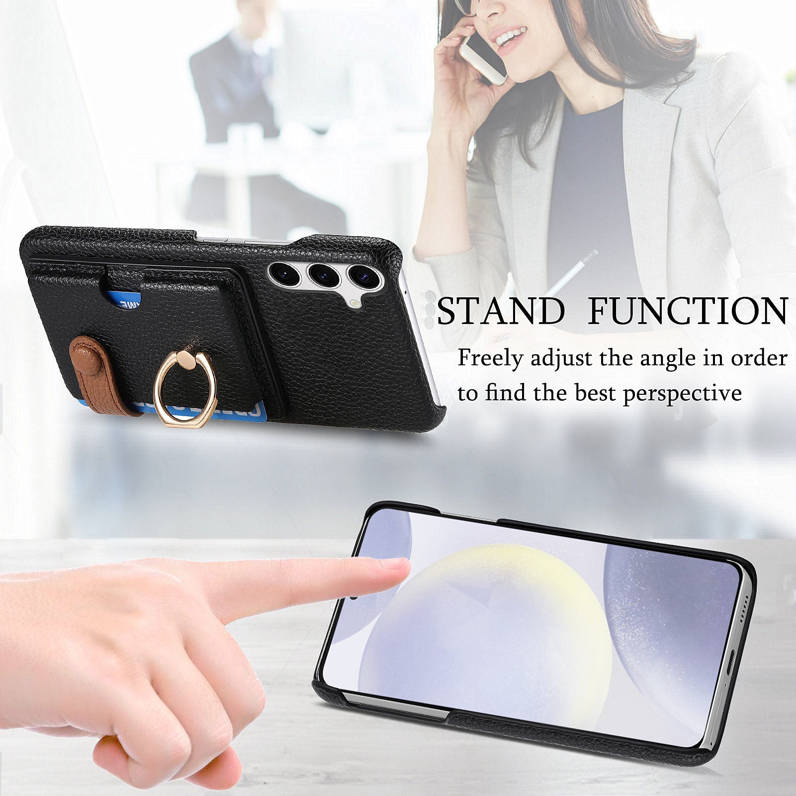 Y2 For Samsung Galaxy S23 FE Case Card Slot Phone Cover with Ring Kickstand