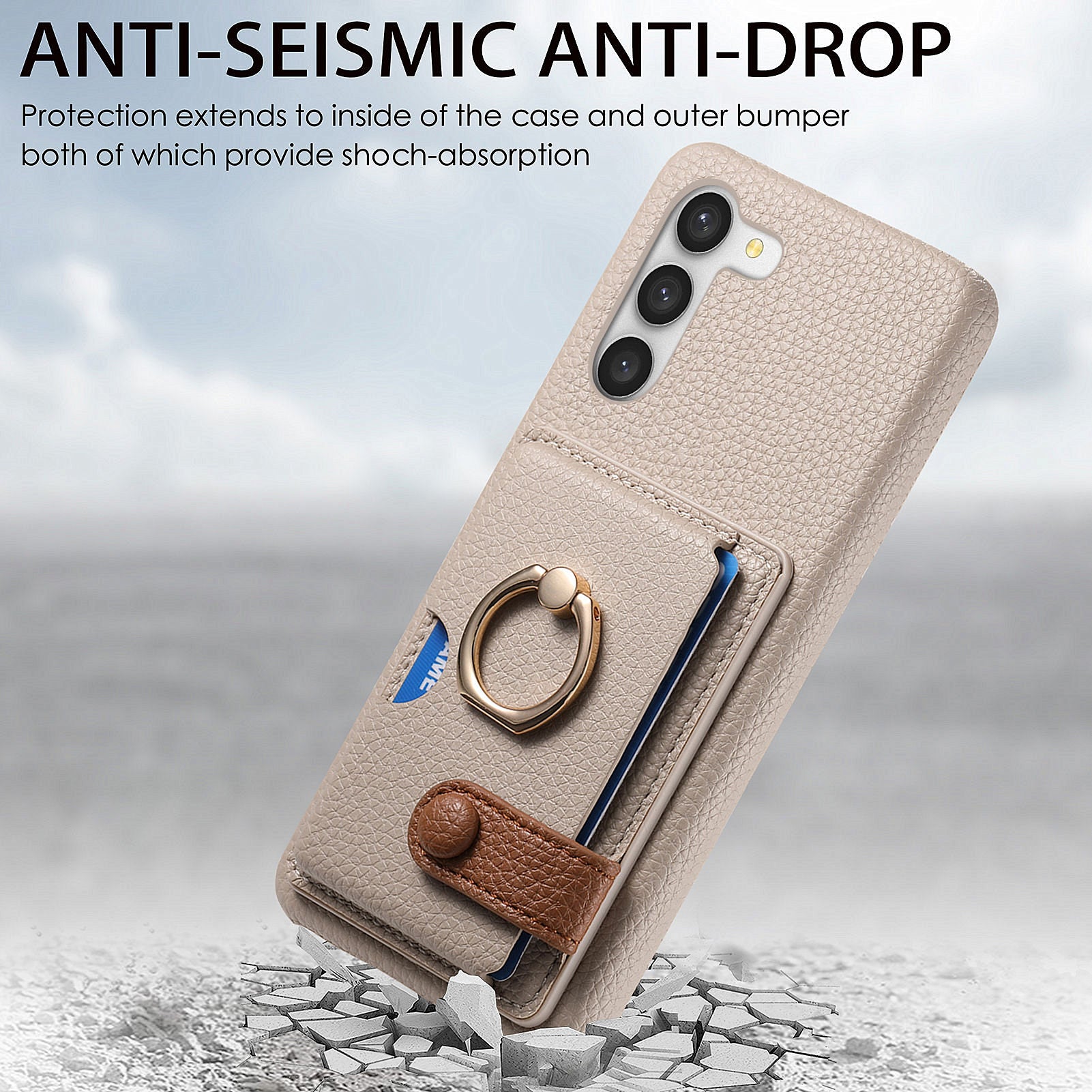 Y2 For Samsung Galaxy S23+ Case PU Leather Coated PC+TPU Kickstand Card Slots Phone Cover