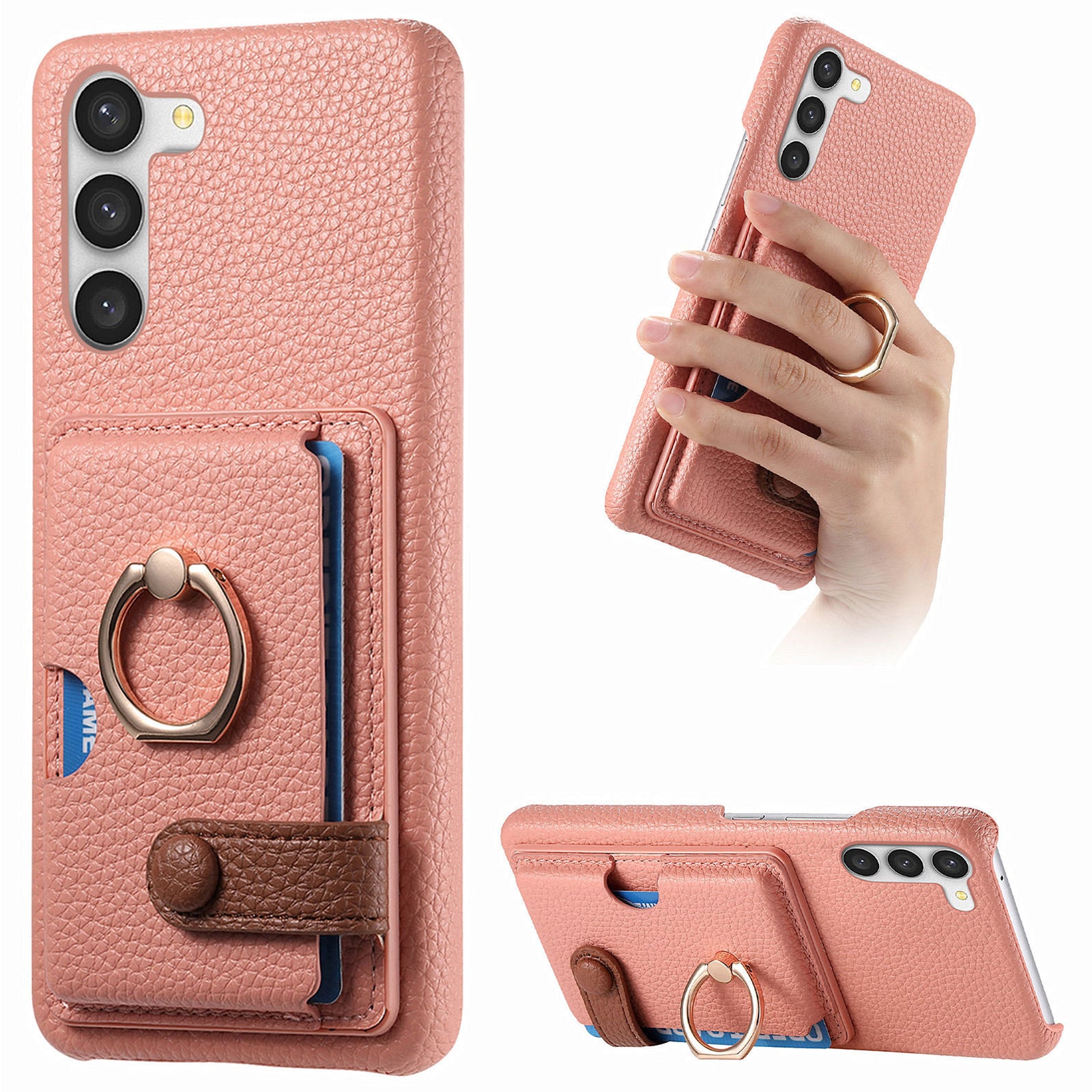Y2 For Samsung Galaxy S23+ Case PU Leather Coated PC+TPU Kickstand Card Slots Phone Cover