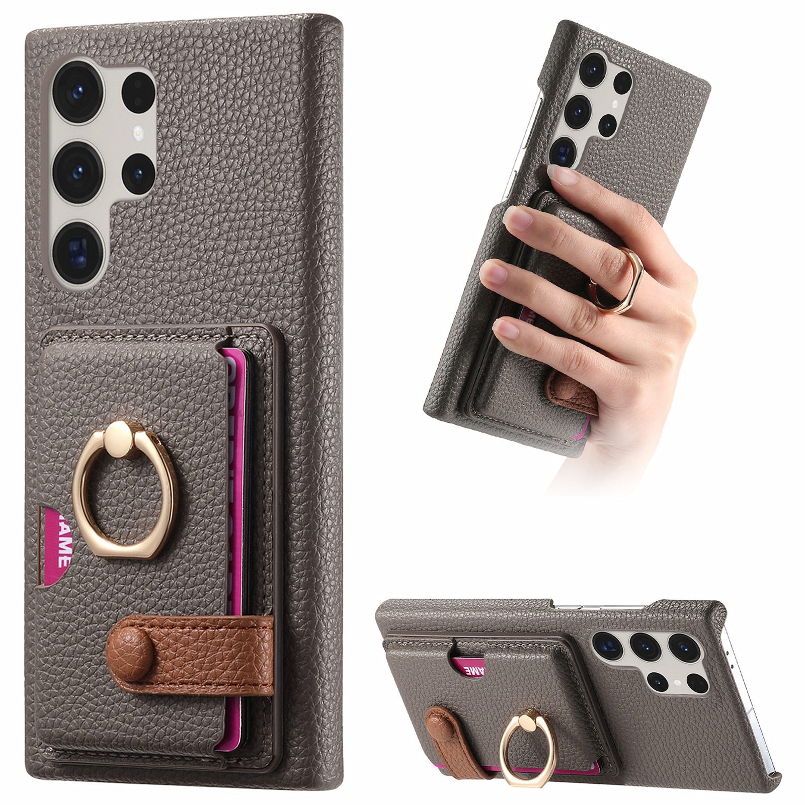 Y2 For Samsung Galaxy S23 Ultra Case Ring Kickstand Phone Cover with Card Slot