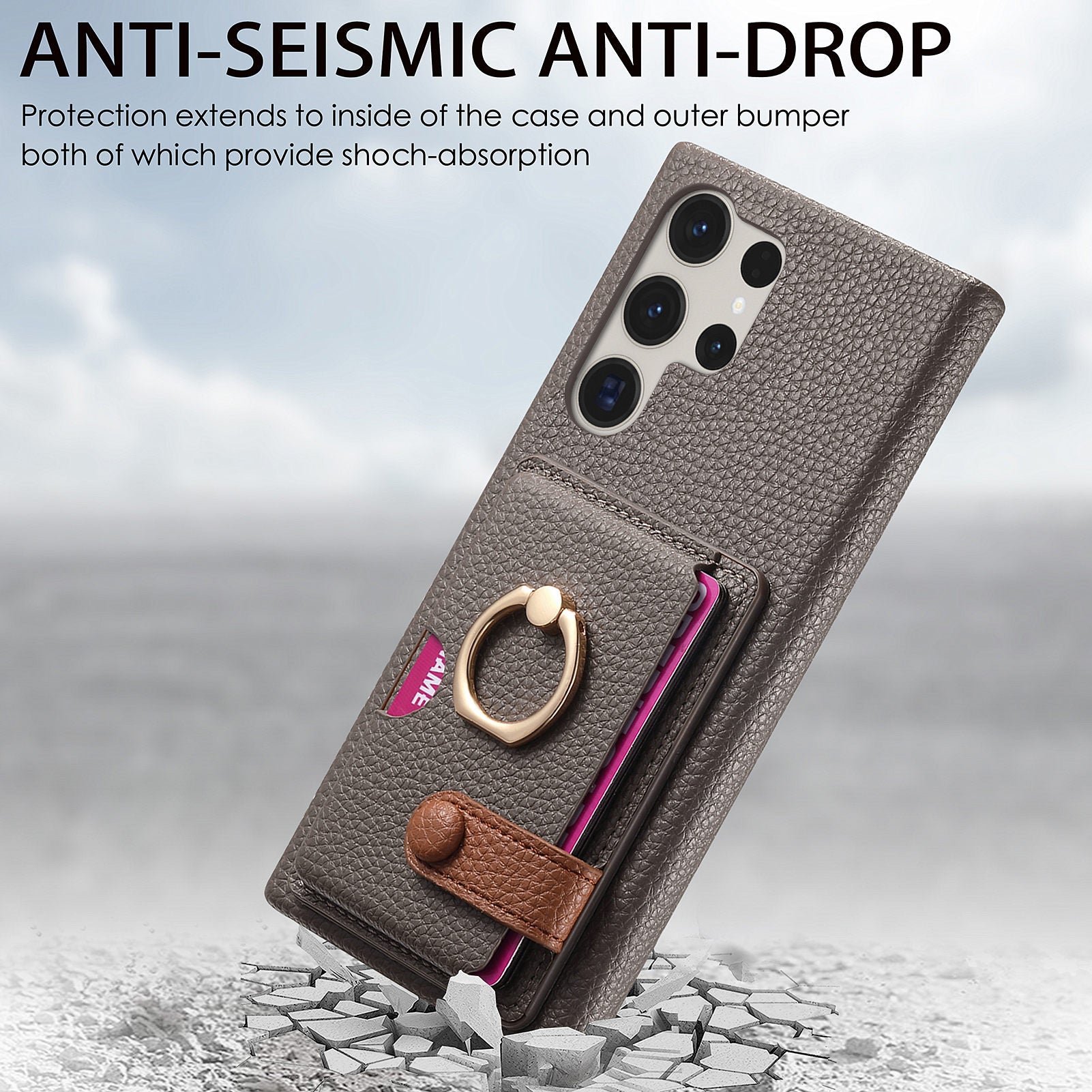 Y2 For Samsung Galaxy S23 Ultra Case Ring Kickstand Phone Cover with Card Slot