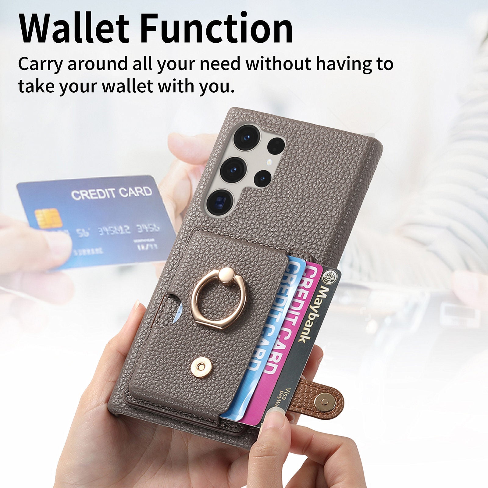 Y2 For Samsung Galaxy S23 Ultra Case Ring Kickstand Phone Cover with Card Slot