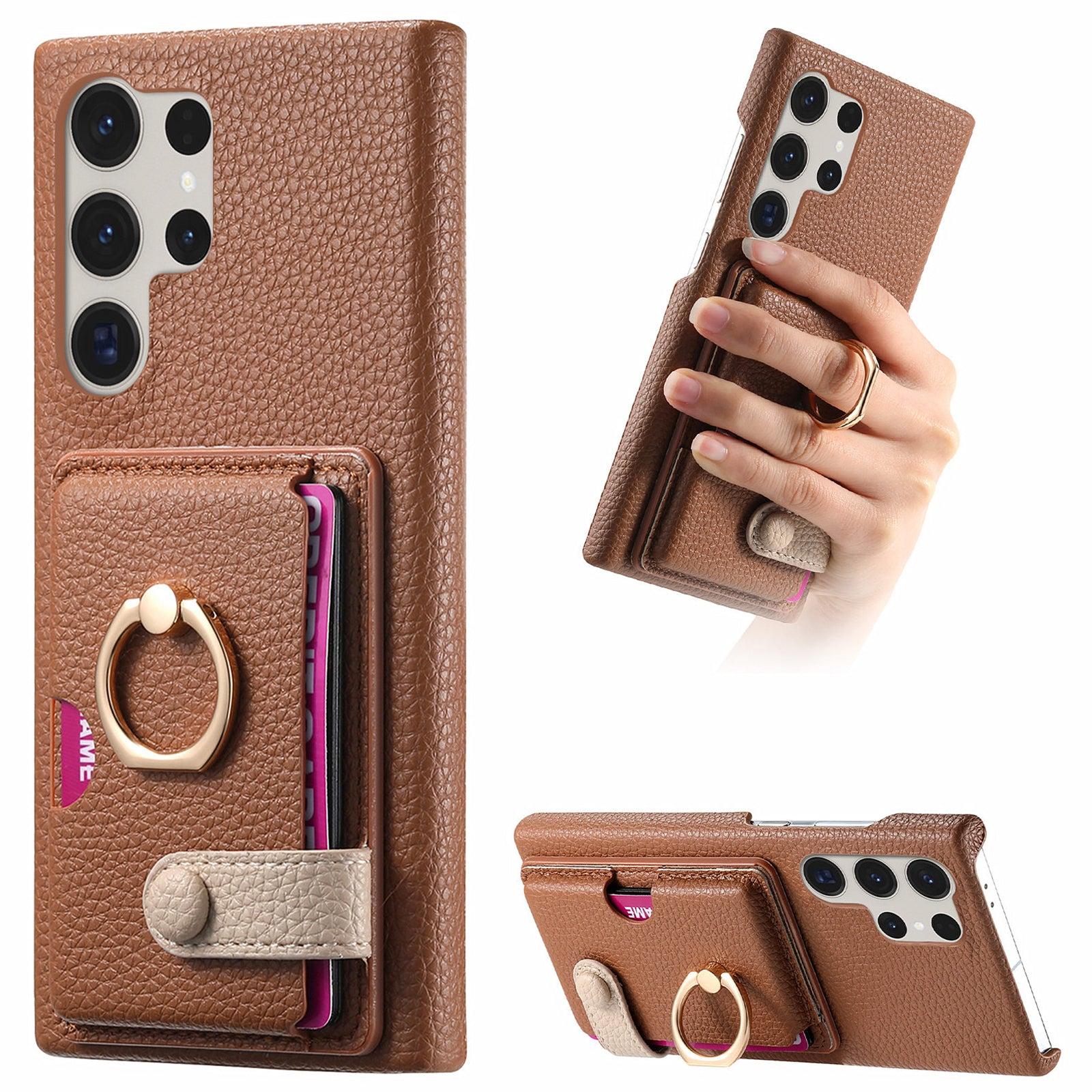 Y2 For Samsung Galaxy S23 Ultra Case Ring Kickstand Phone Cover with Card Slot