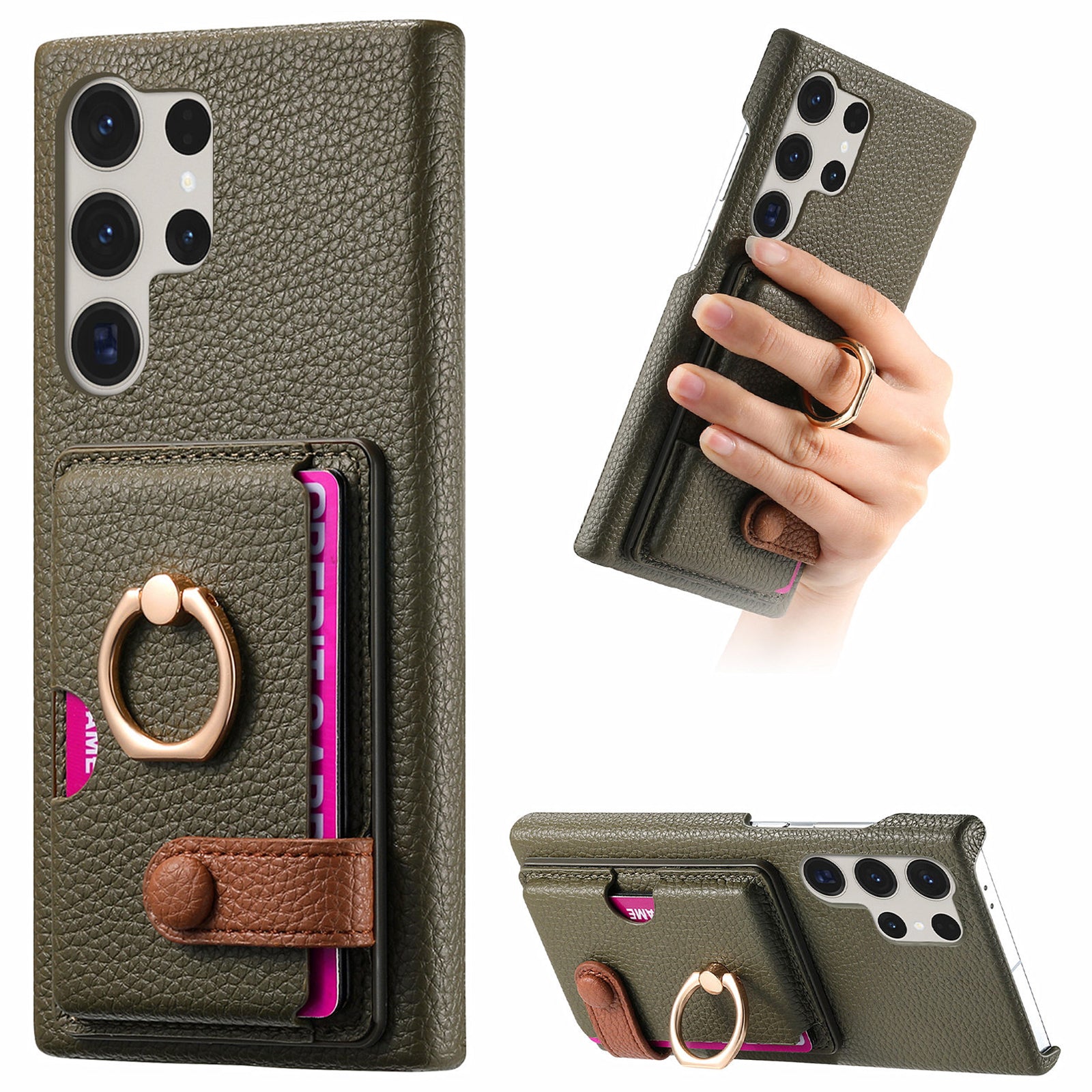 Y2 For Samsung Galaxy S23 Ultra Case Ring Kickstand Phone Cover with Card Slot