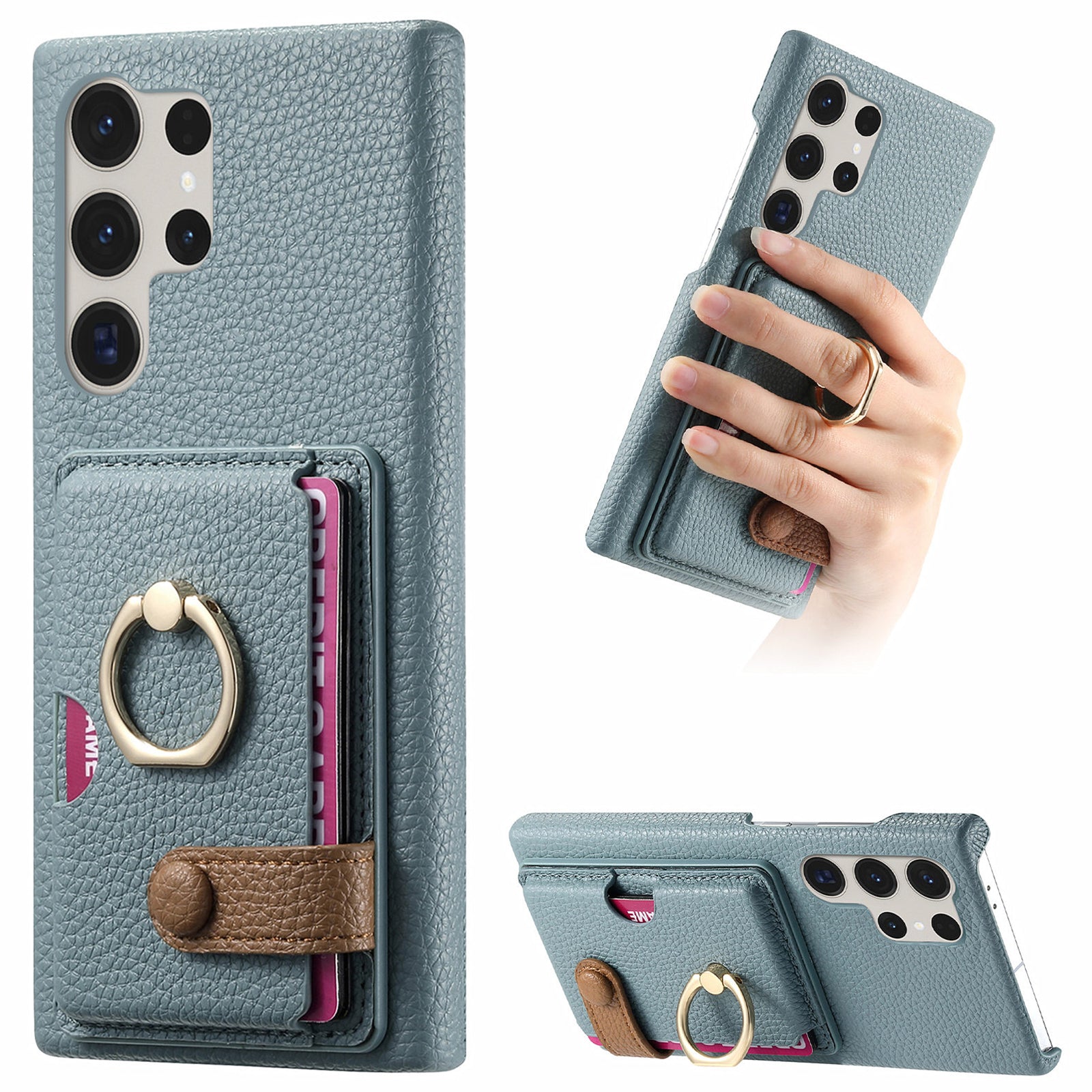 Y2 For Samsung Galaxy S23 Ultra Case Ring Kickstand Phone Cover with Card Slot