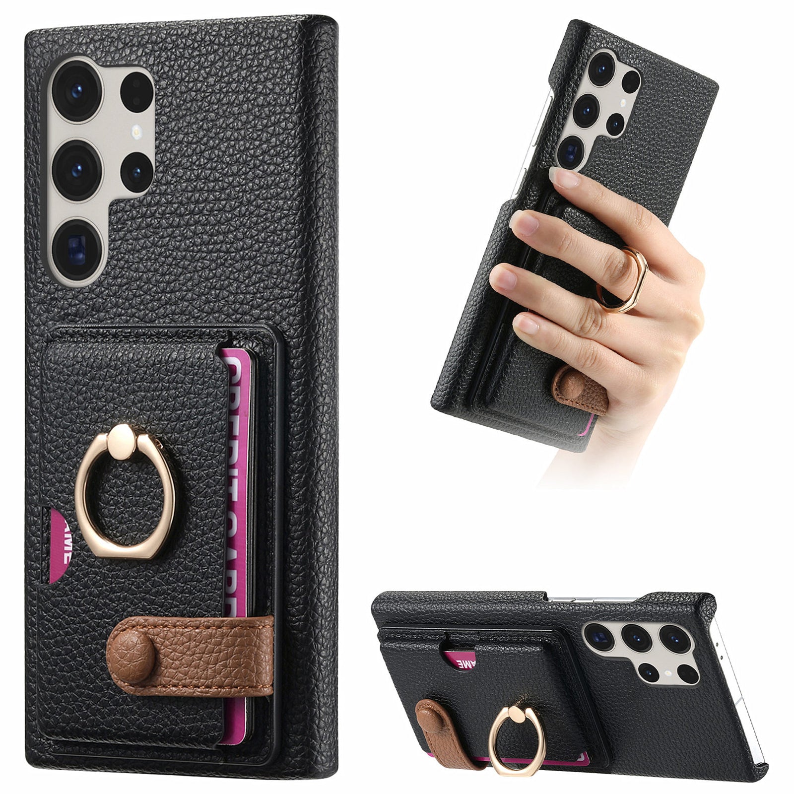 Y2 For Samsung Galaxy S23 Ultra Case Ring Kickstand Phone Cover with Card Slot