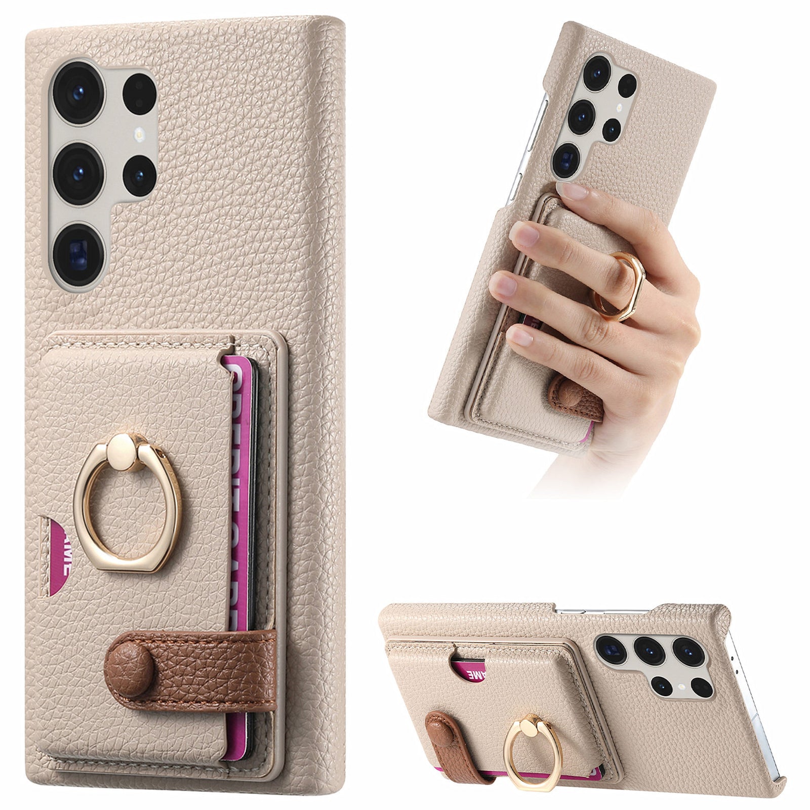 Y2 For Samsung Galaxy S23 Ultra Case Ring Kickstand Phone Cover with Card Slot