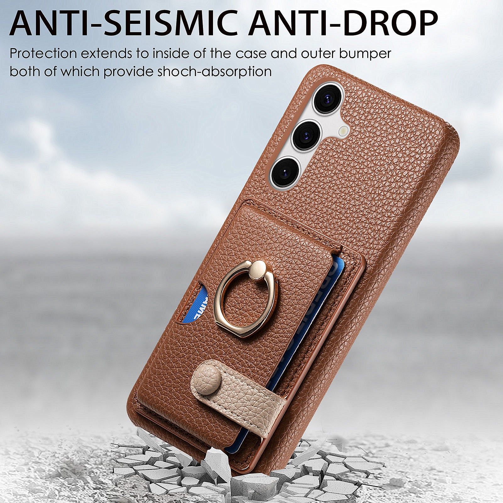 Y2 For Samsung Galaxy S24+ Case Drop Proof Card Holder Phone Cover with Ring Kickstand