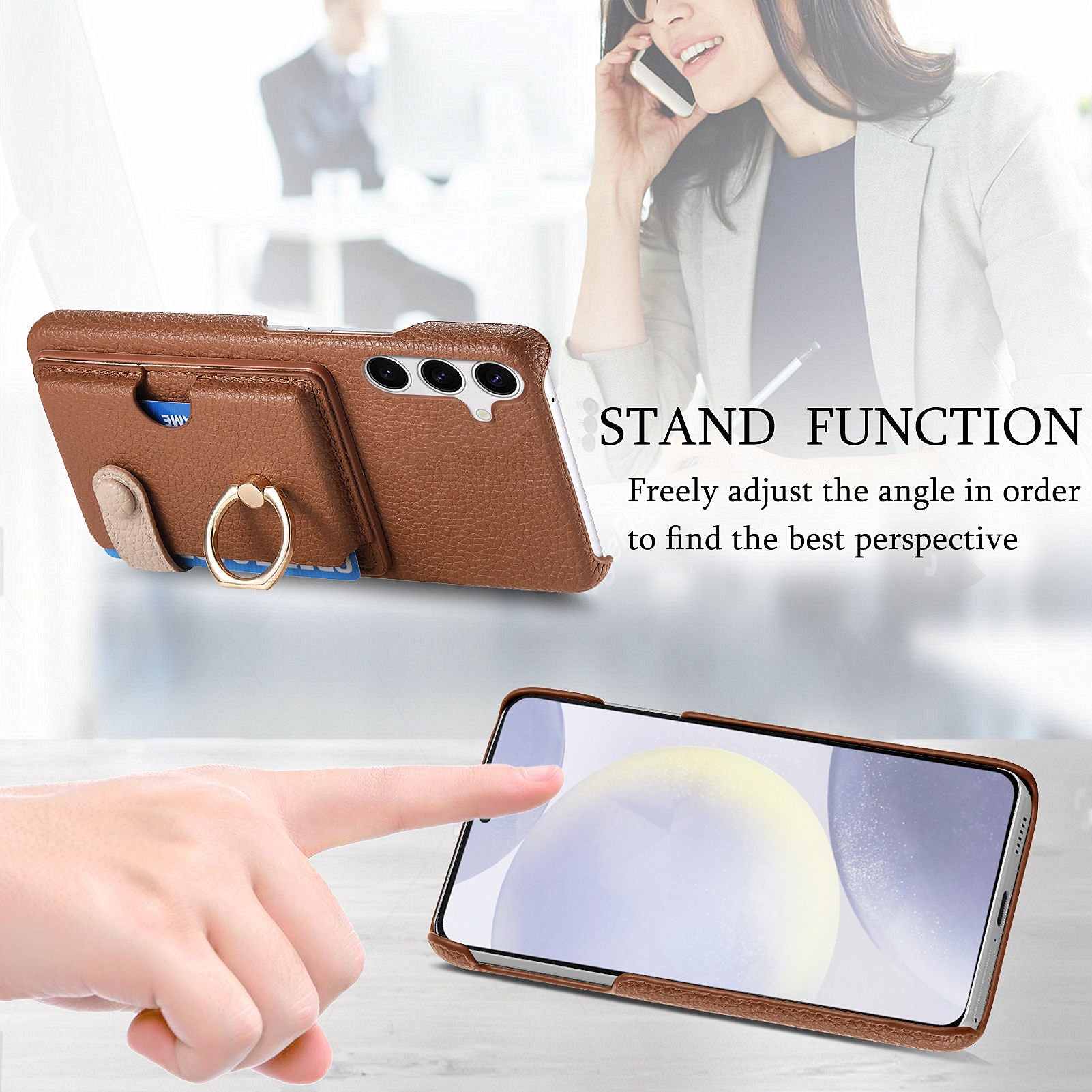 Y2 For Samsung Galaxy S24+ Case Drop Proof Card Holder Phone Cover with Ring Kickstand