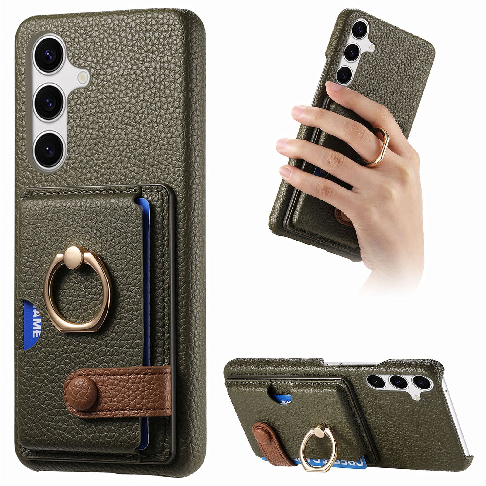 Y2 For Samsung Galaxy S24+ Case Drop Proof Card Holder Phone Cover with Ring Kickstand