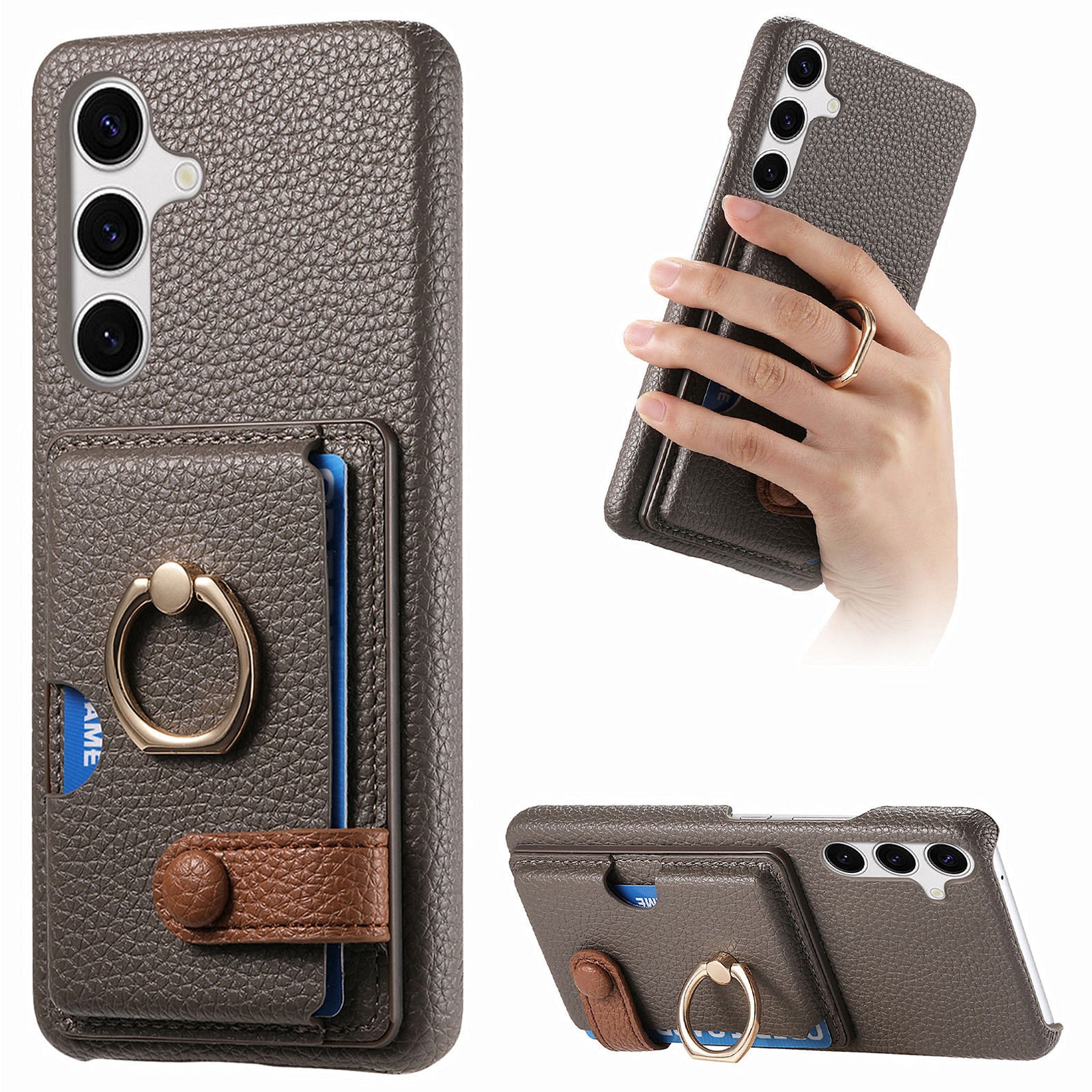 Y2 For Samsung Galaxy S24+ Case Drop Proof Card Holder Phone Cover with Ring Kickstand