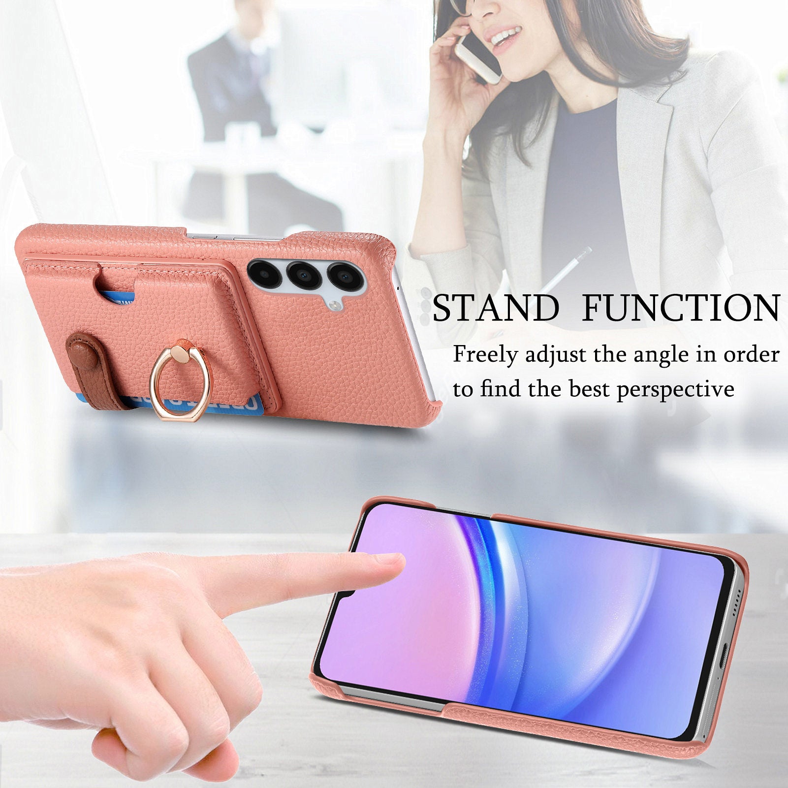 Y2 For Samsung Galaxy A15 4G / 5G Case Litchi Texture Leather Card Slots Phone Back Cover