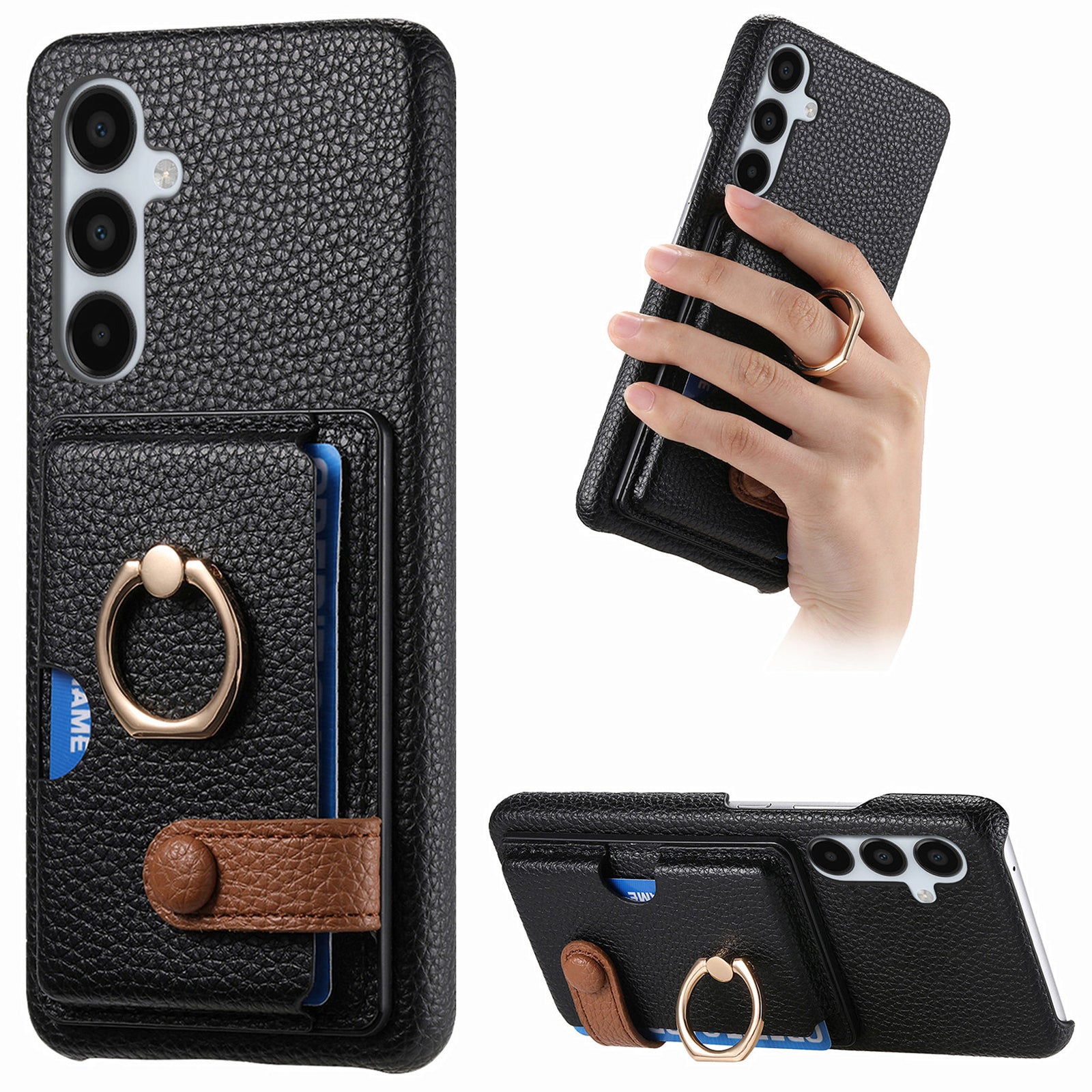 Y2 For Samsung Galaxy A15 4G / 5G Case Litchi Texture Leather Card Slots Phone Back Cover