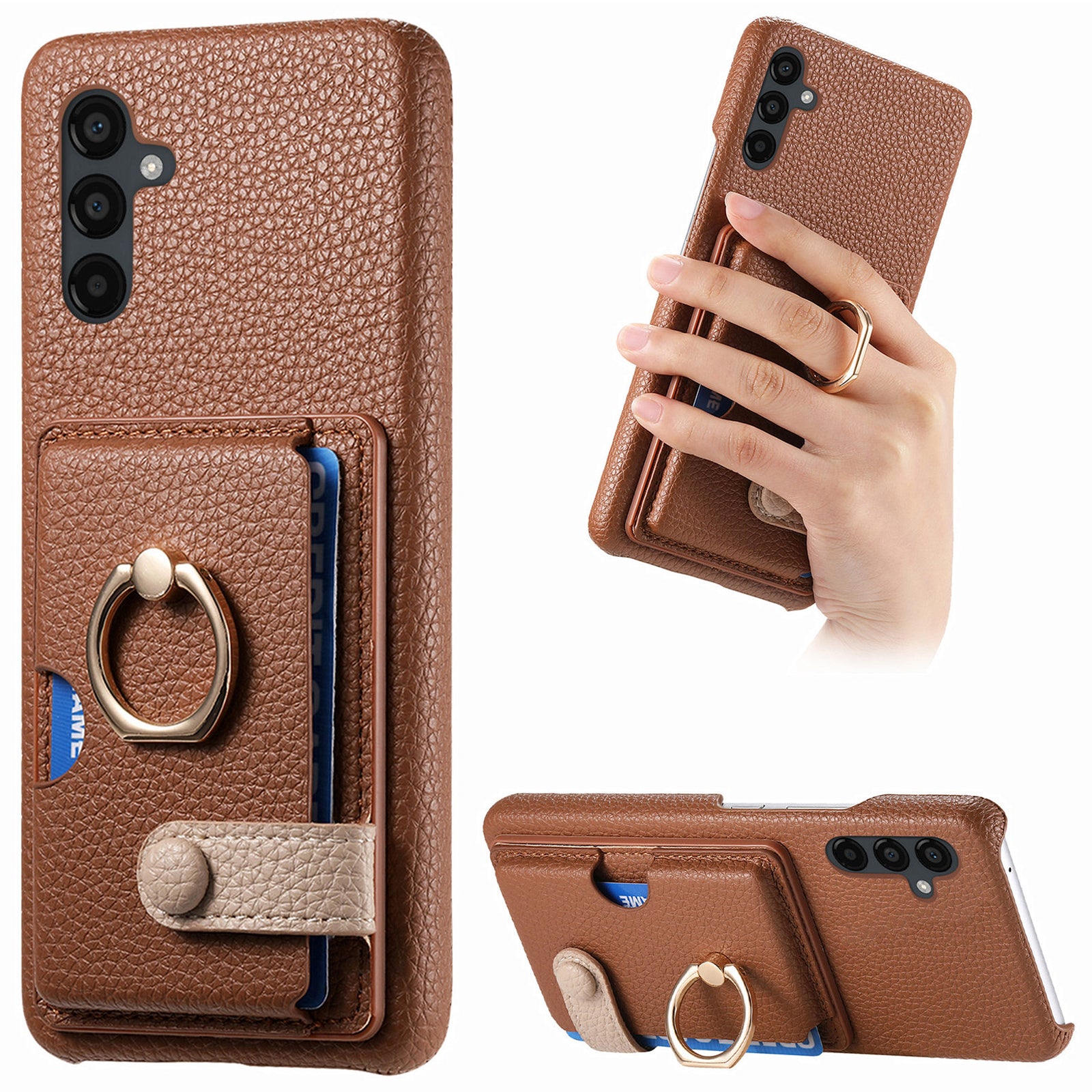 Y2 For Samsung Galaxy A24 4G (162.1 x 77.6 x 8.3mm) Case Card Holder Phone Cover with Ring Kickstand