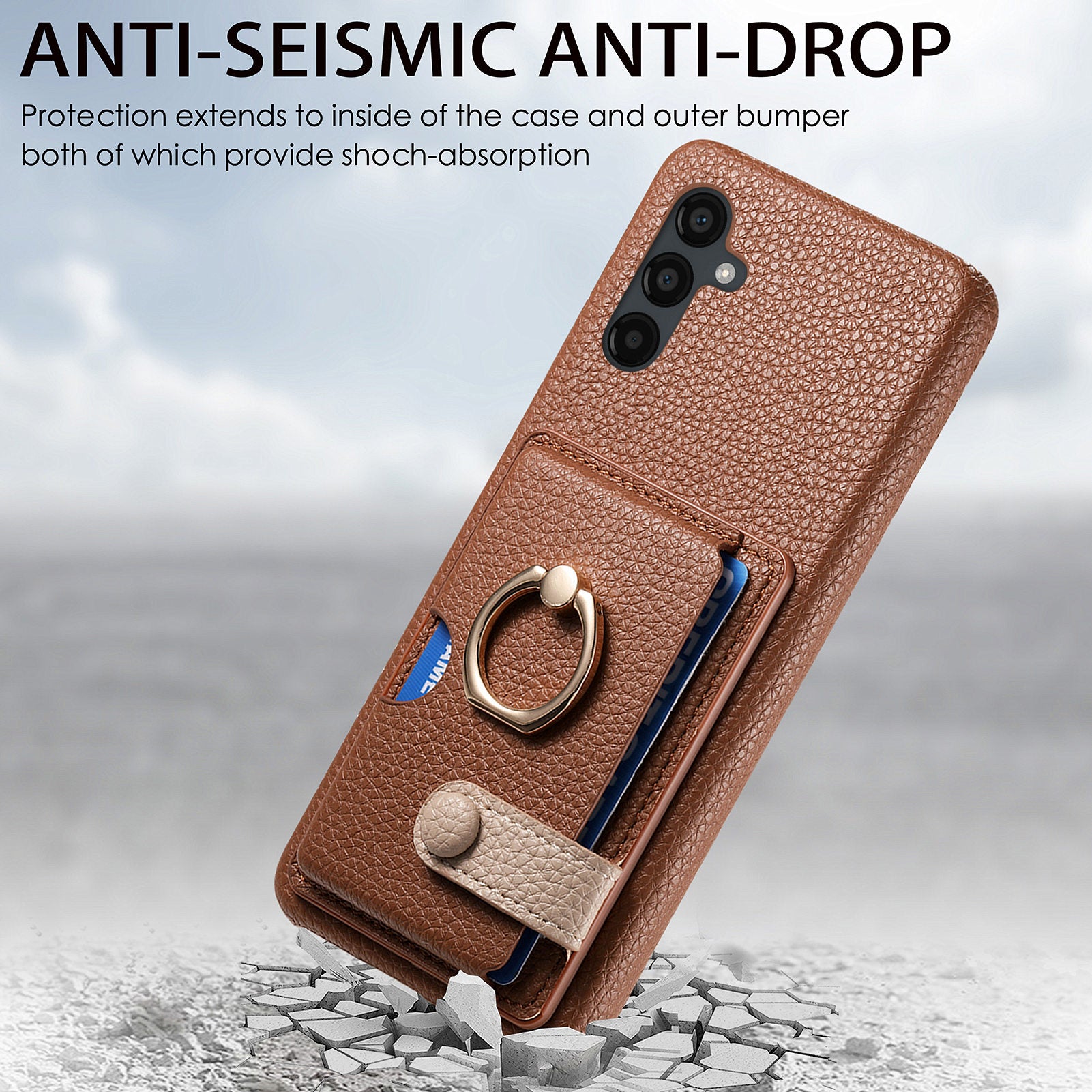 Y2 For Samsung Galaxy A24 4G (162.1 x 77.6 x 8.3mm) Case Card Holder Phone Cover with Ring Kickstand