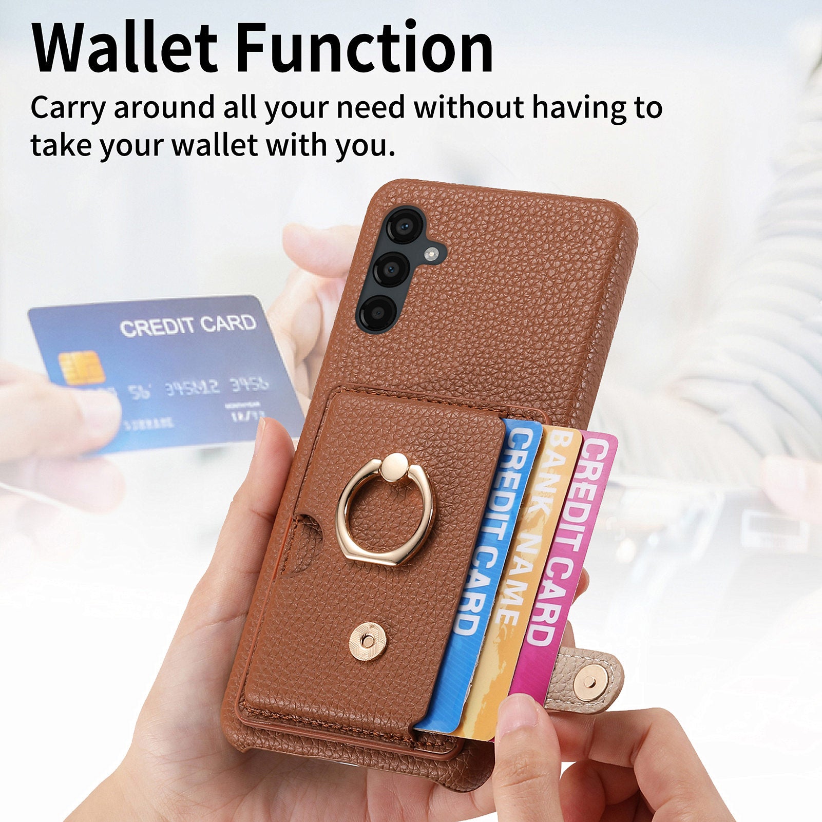 Y2 For Samsung Galaxy A24 4G (162.1 x 77.6 x 8.3mm) Case Card Holder Phone Cover with Ring Kickstand