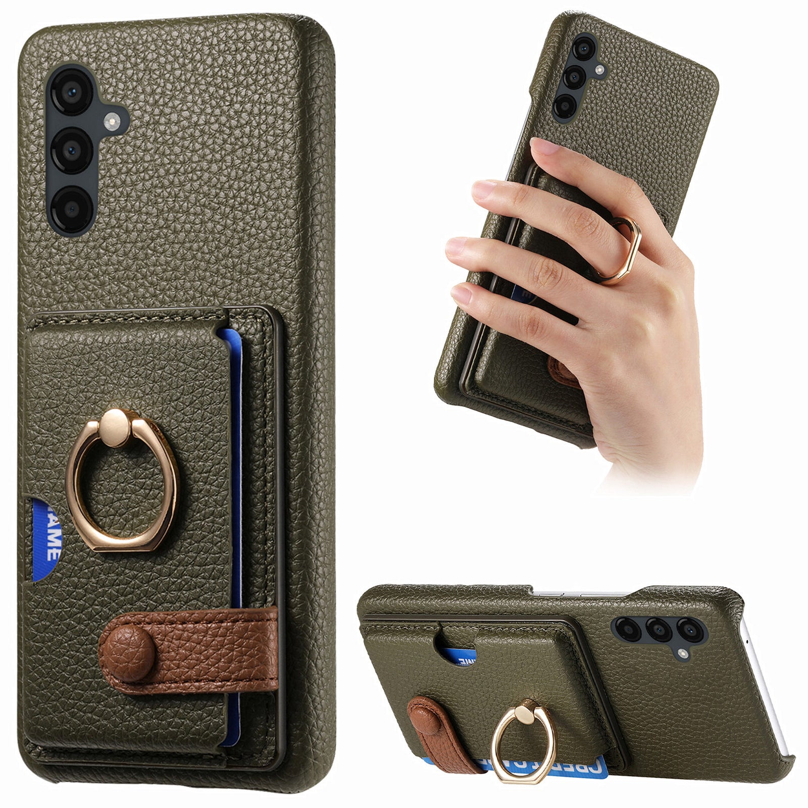 Y2 For Samsung Galaxy A24 4G (162.1 x 77.6 x 8.3mm) Case Card Holder Phone Cover with Ring Kickstand