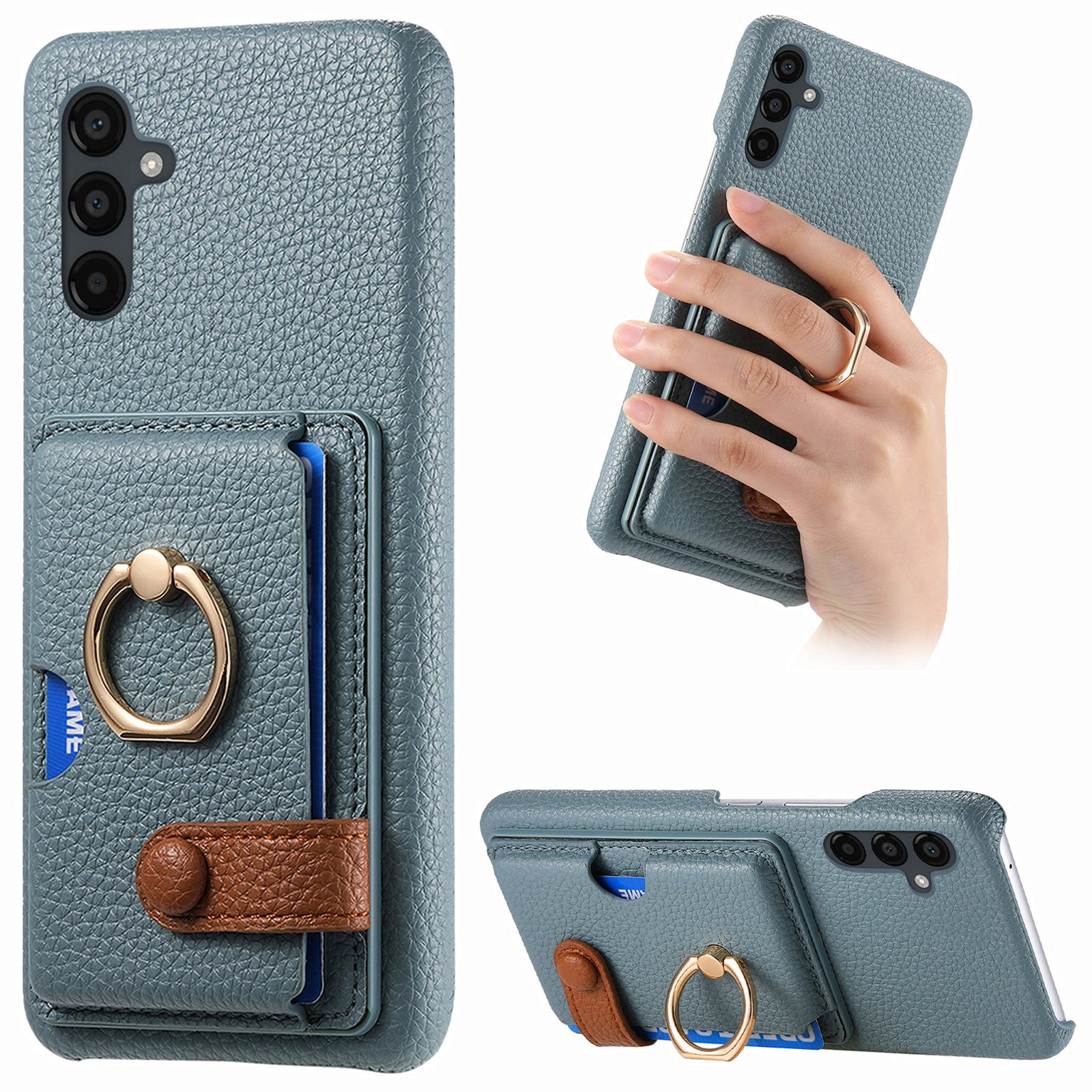 Y2 For Samsung Galaxy A24 4G (162.1 x 77.6 x 8.3mm) Case Card Holder Phone Cover with Ring Kickstand