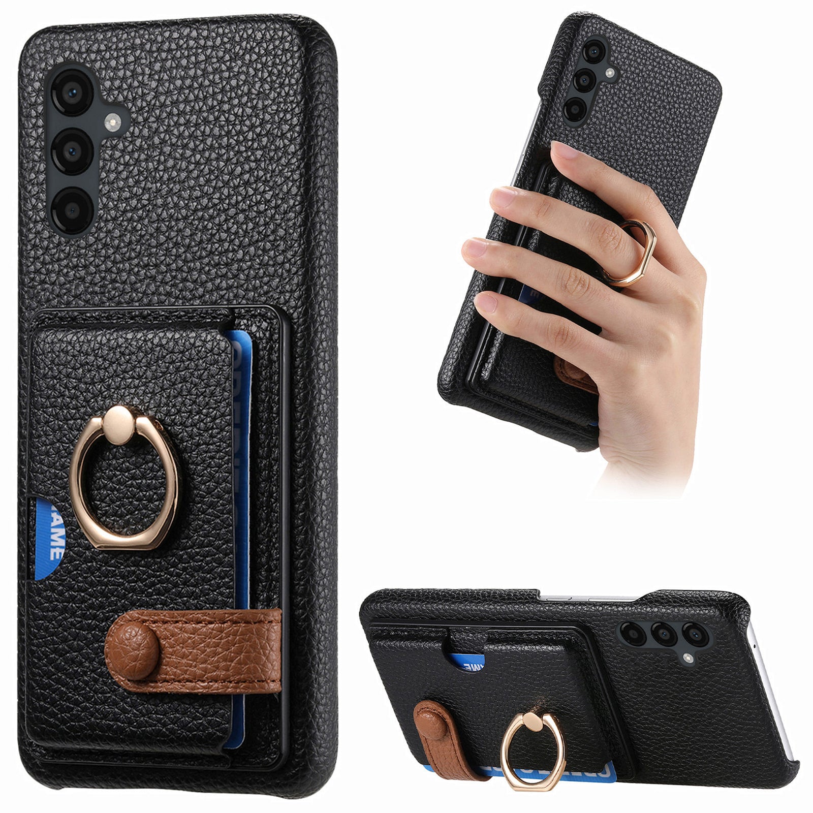 Y2 For Samsung Galaxy A24 4G (162.1 x 77.6 x 8.3mm) Case Card Holder Phone Cover with Ring Kickstand