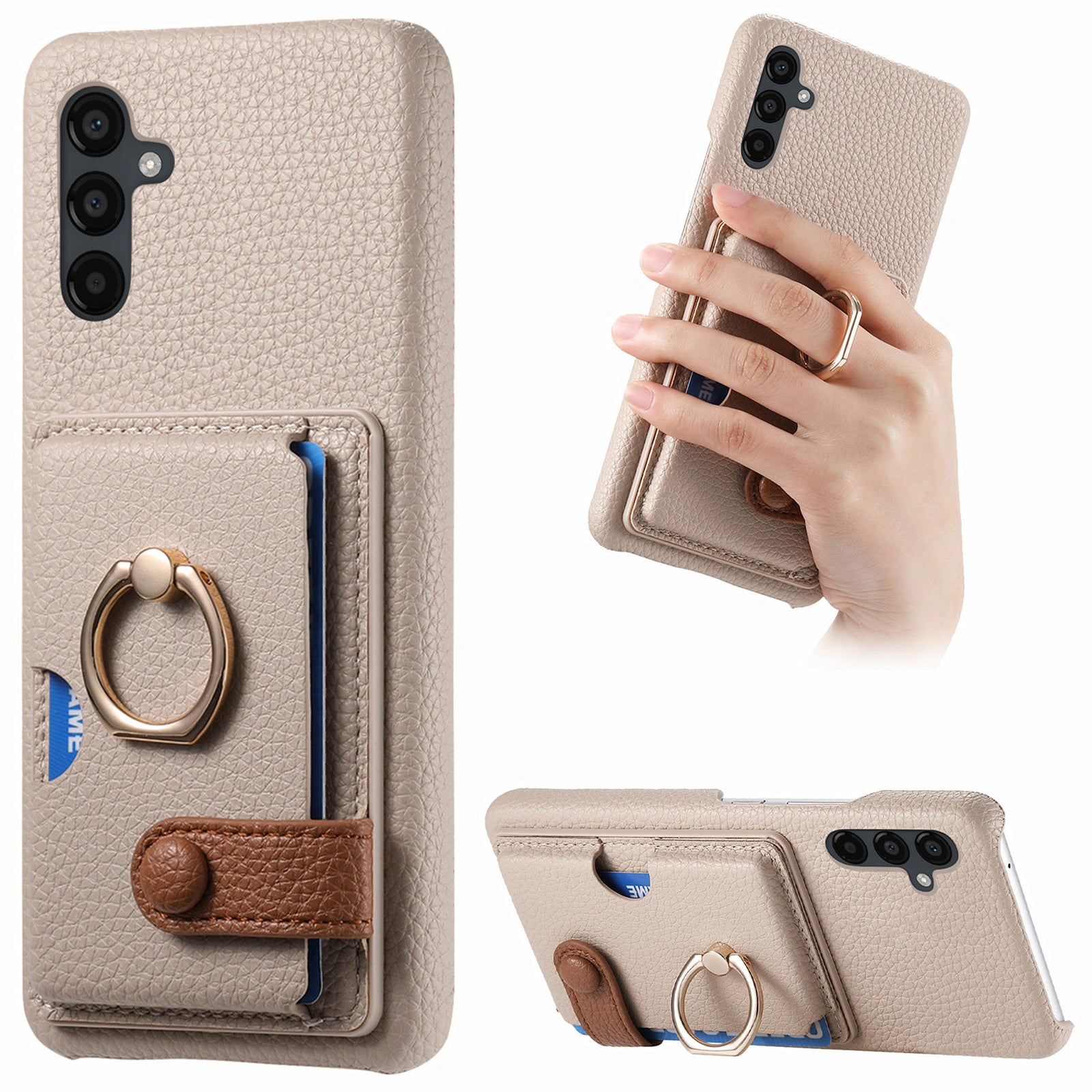 Y2 For Samsung Galaxy A24 4G (162.1 x 77.6 x 8.3mm) Case Card Holder Phone Cover with Ring Kickstand