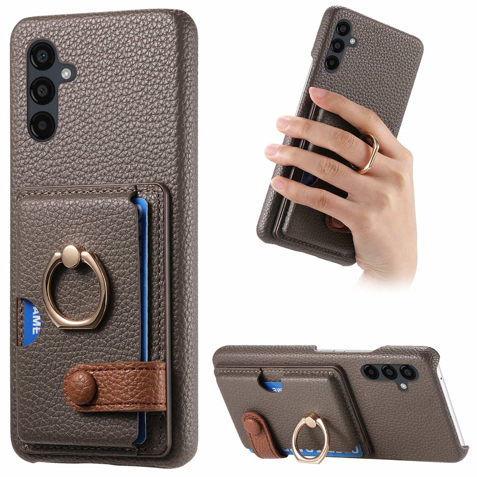 Y2 For Samsung Galaxy A24 4G (162.1 x 77.6 x 8.3mm) Case Card Holder Phone Cover with Ring Kickstand