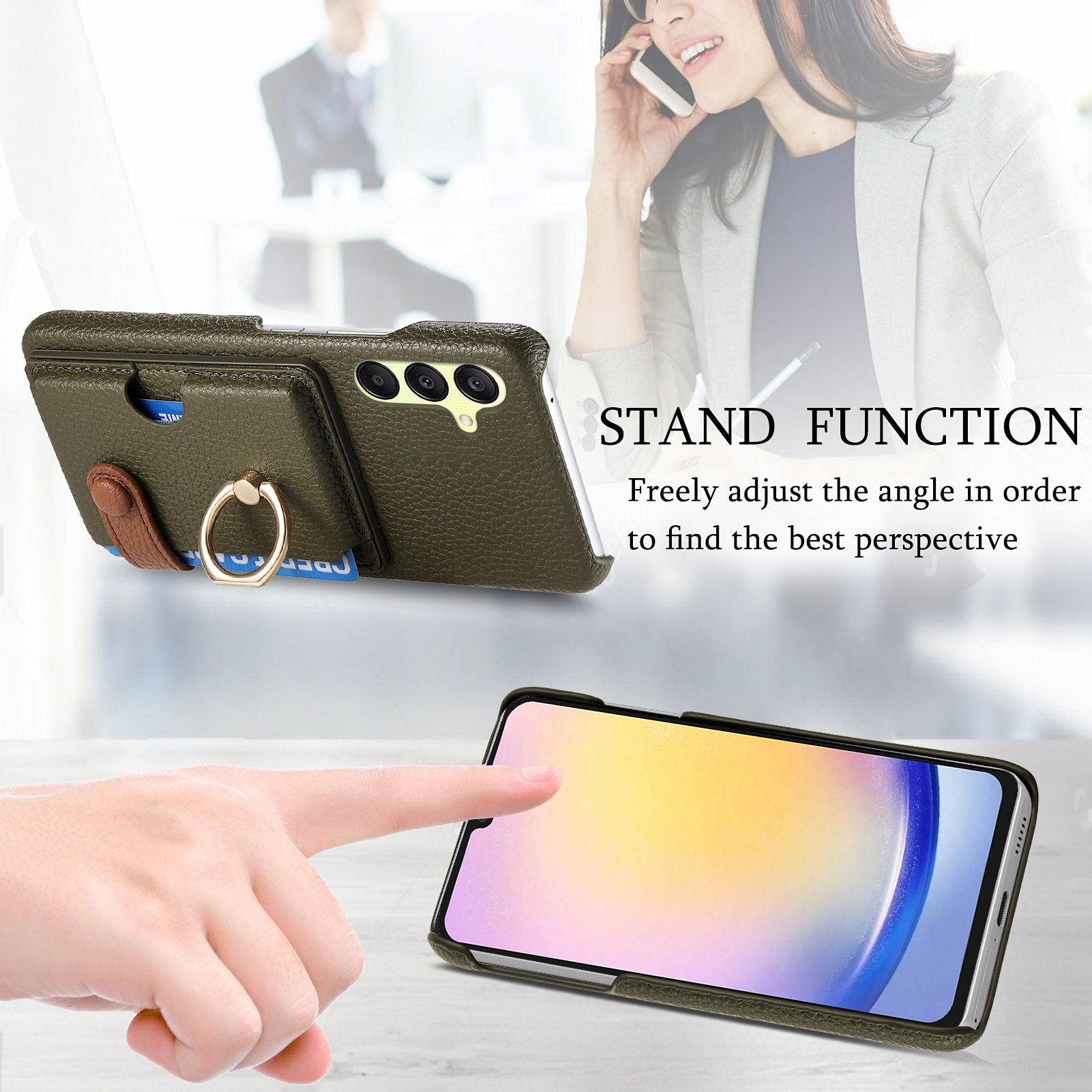 Y2 For Samsung Galaxy A25 5G (Global) (161.0 x 76.5 x 8.3mm) Case Card Slot Kickstand Phone Cover