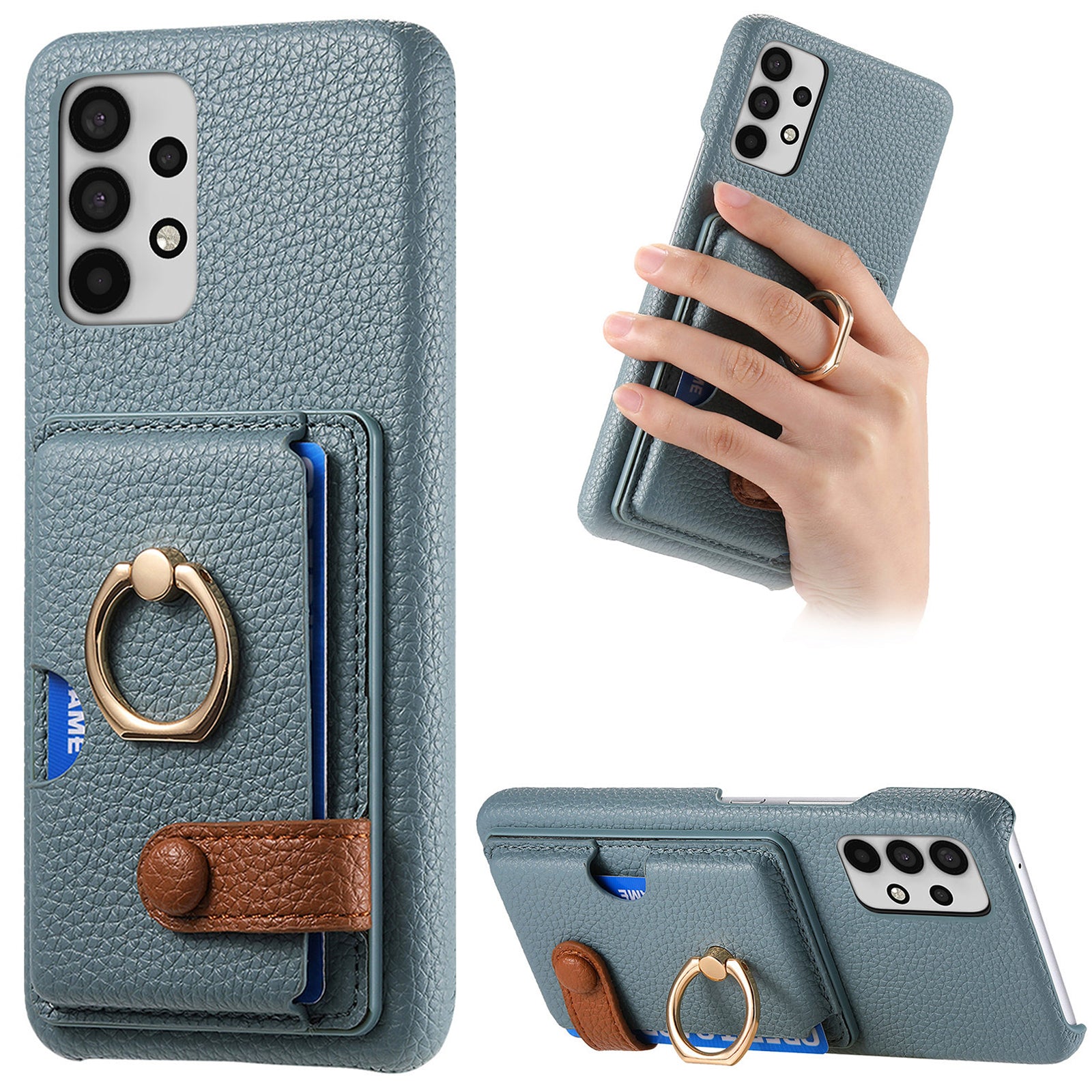 Y2 For Samsung Galaxy A32 4G (EU Version) Ring Kickstand Case Card Holder Phone Cover