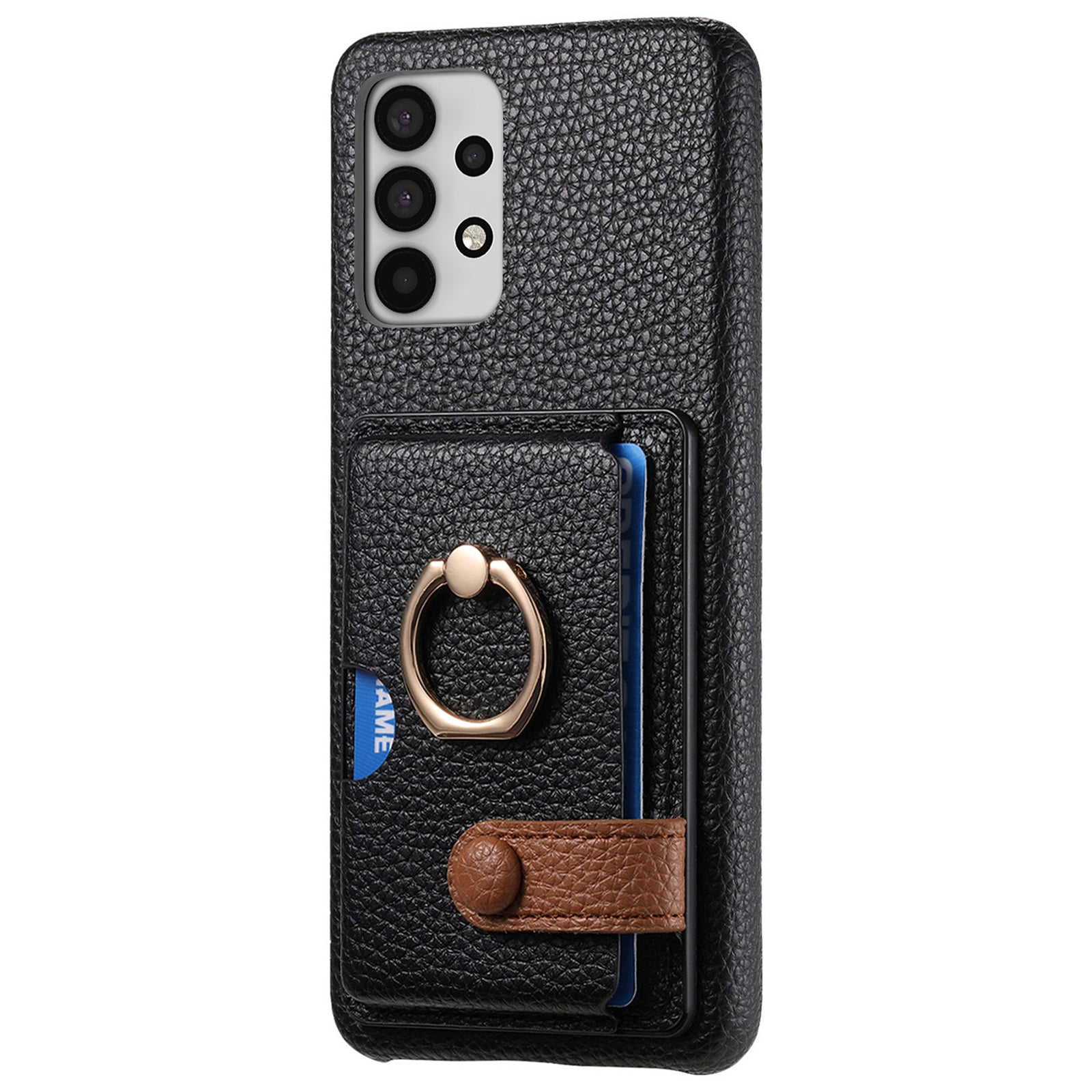 Y2 For Samsung Galaxy A32 5G/M32 5G Case Card Holder Ring Kickstand Litchi Texture Phone Cover