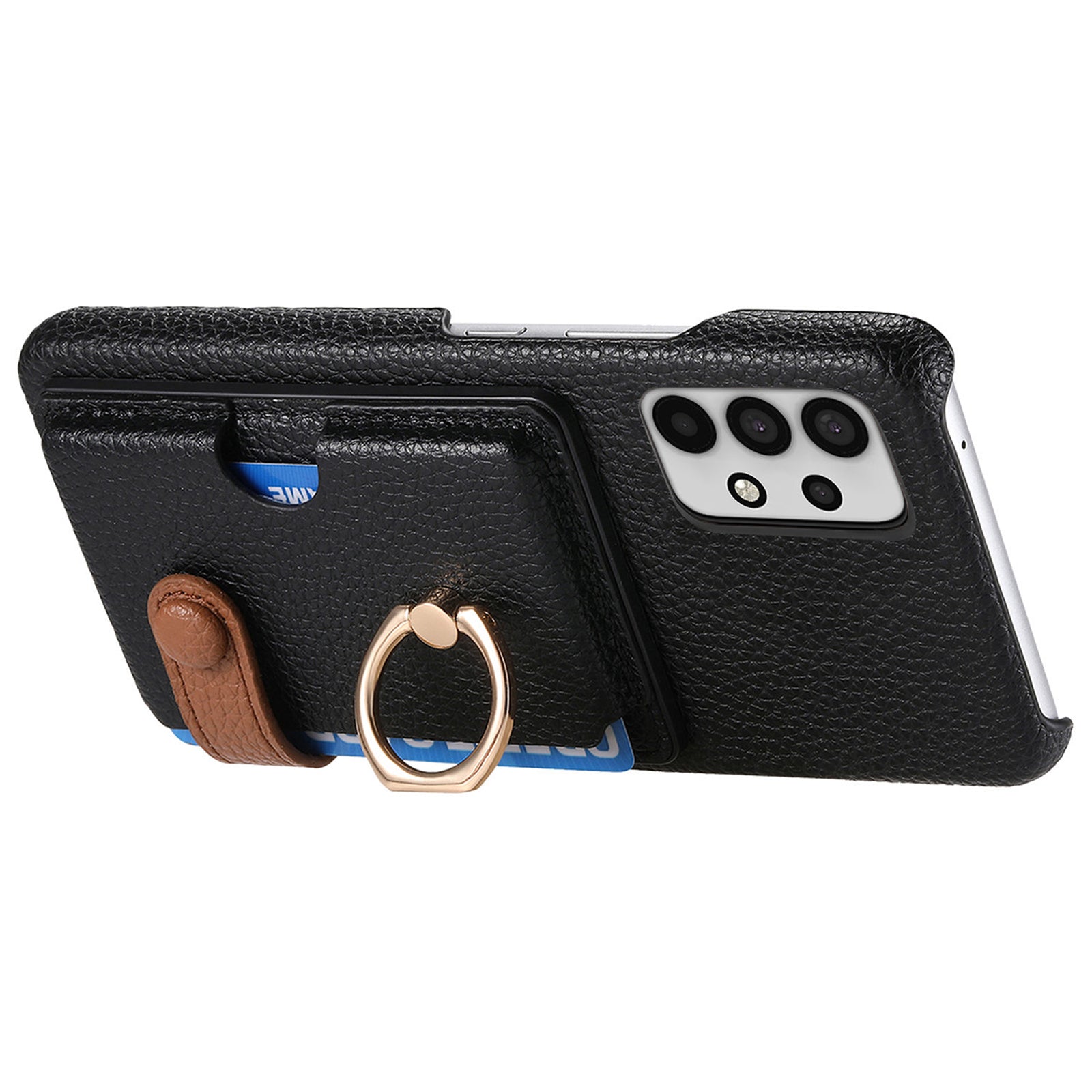 Y2 For Samsung Galaxy A32 5G/M32 5G Case Card Holder Ring Kickstand Litchi Texture Phone Cover