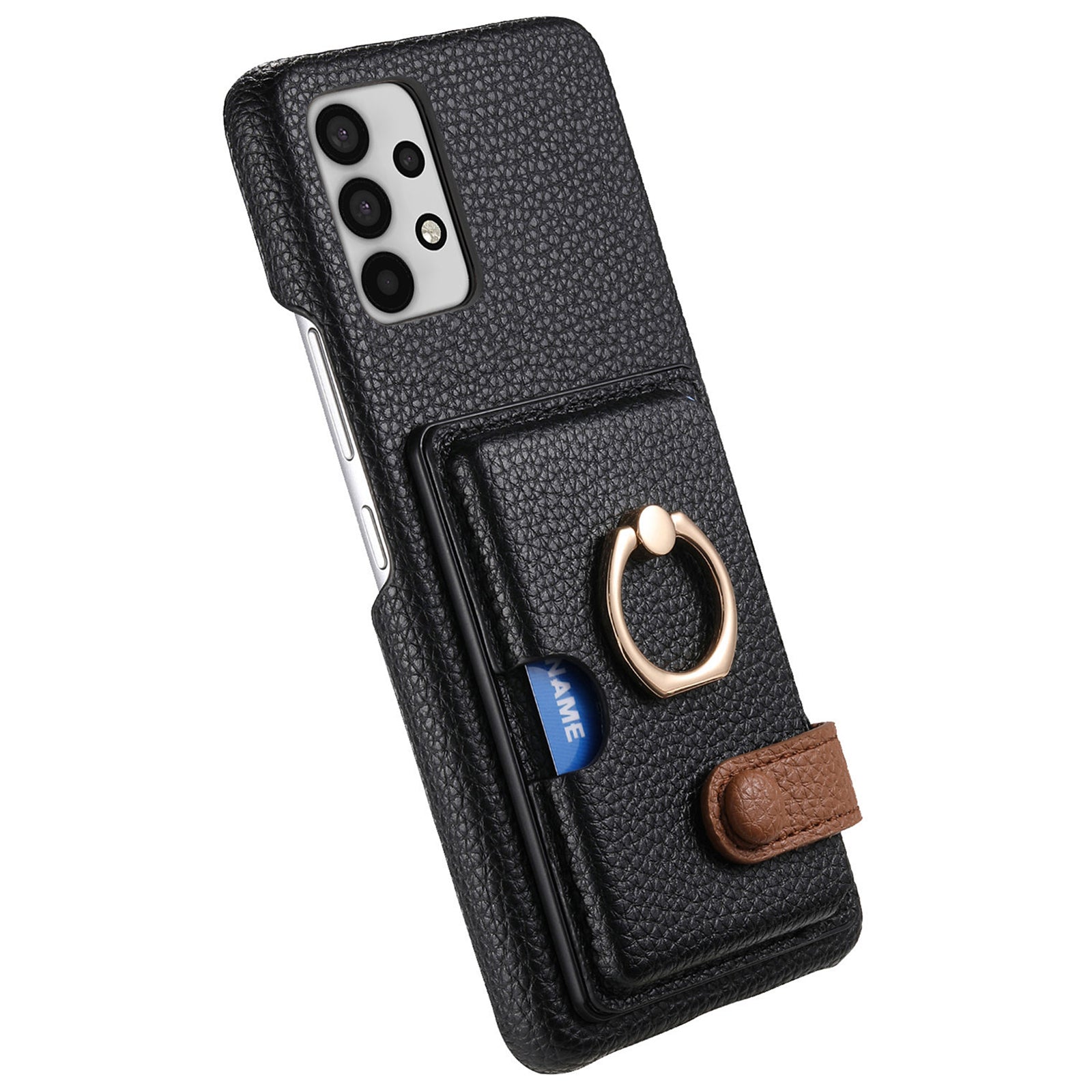 Y2 For Samsung Galaxy A32 5G/M32 5G Case Card Holder Ring Kickstand Litchi Texture Phone Cover