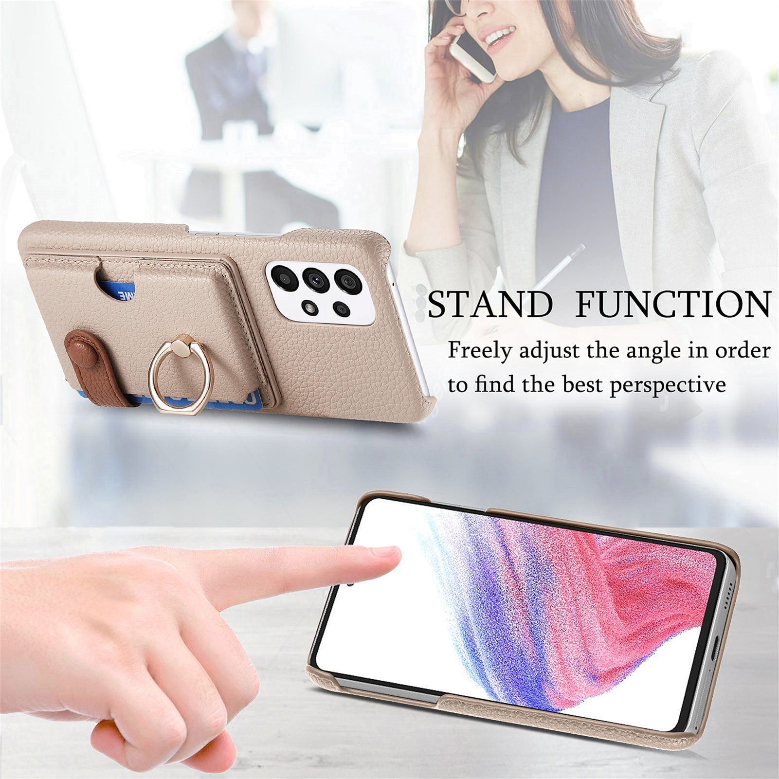 Y2 For Samsung Galaxy A53 5G Case Ring Kickstand Card Slot Phone Cover