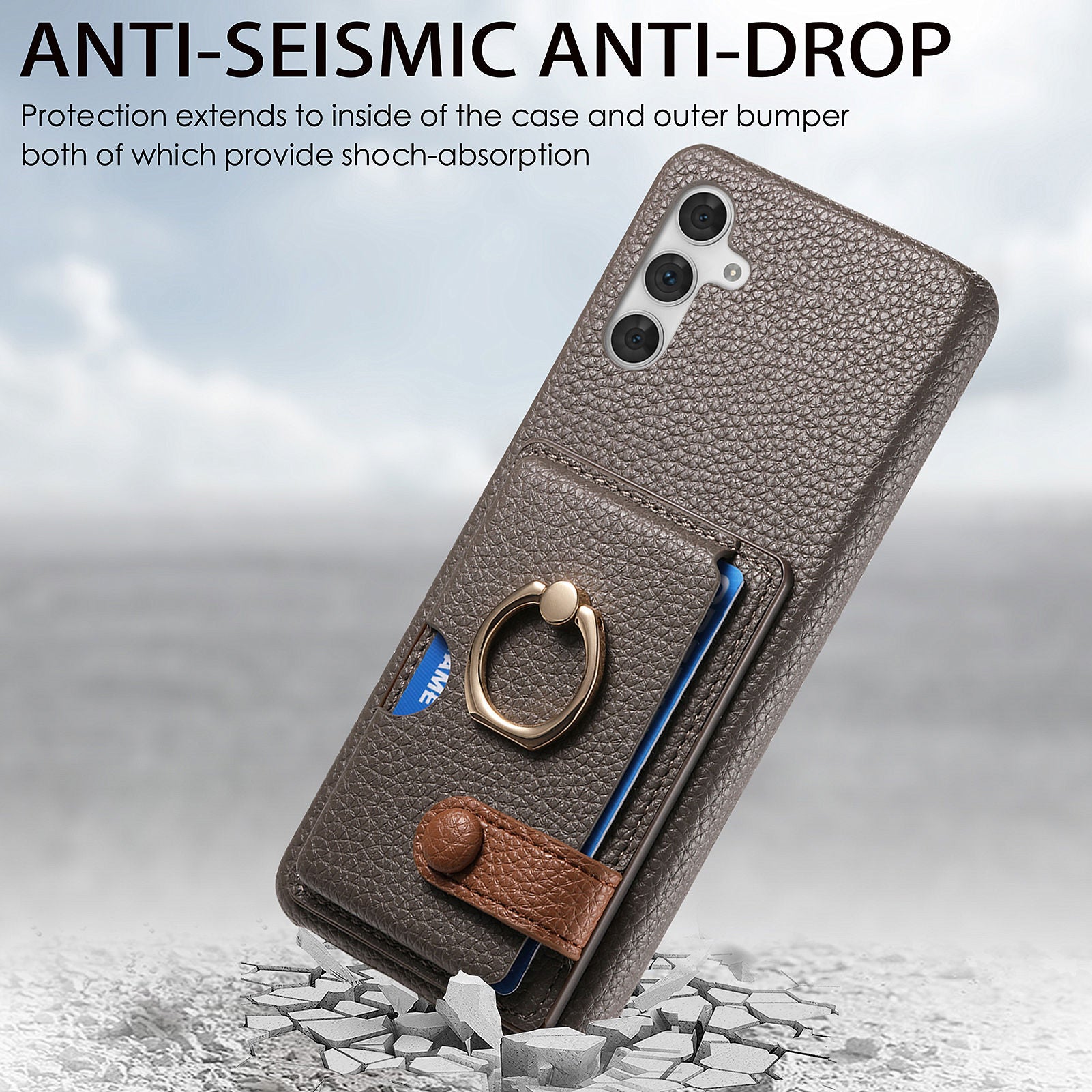 Y2 For Samsung Galaxy A54 5G Case Ring Kickstand Leather+PC+TPU Phone Cover with Card Holder