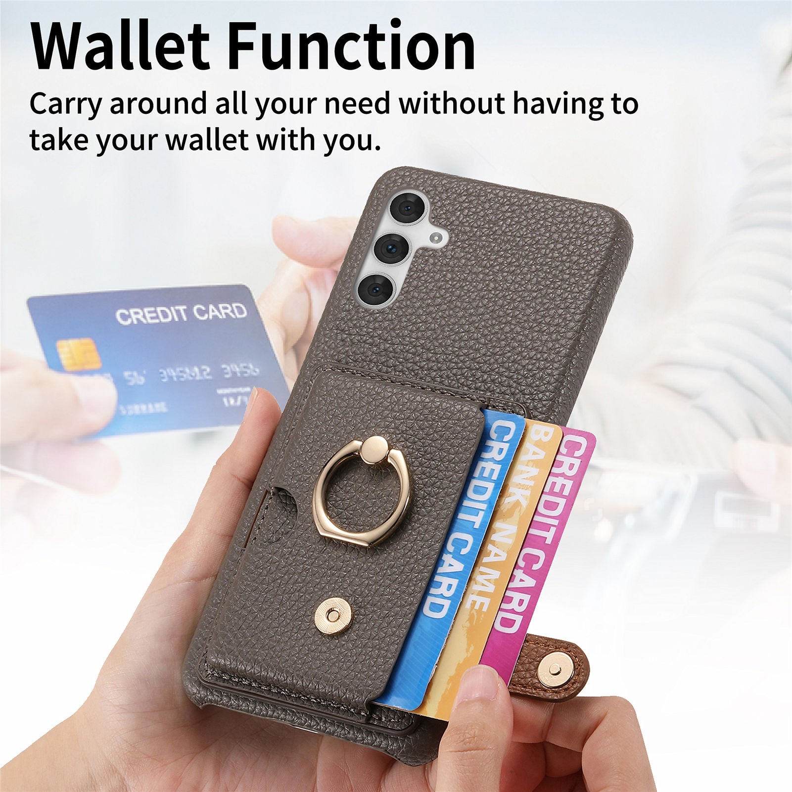 Y2 For Samsung Galaxy A54 5G Case Ring Kickstand Leather+PC+TPU Phone Cover with Card Holder