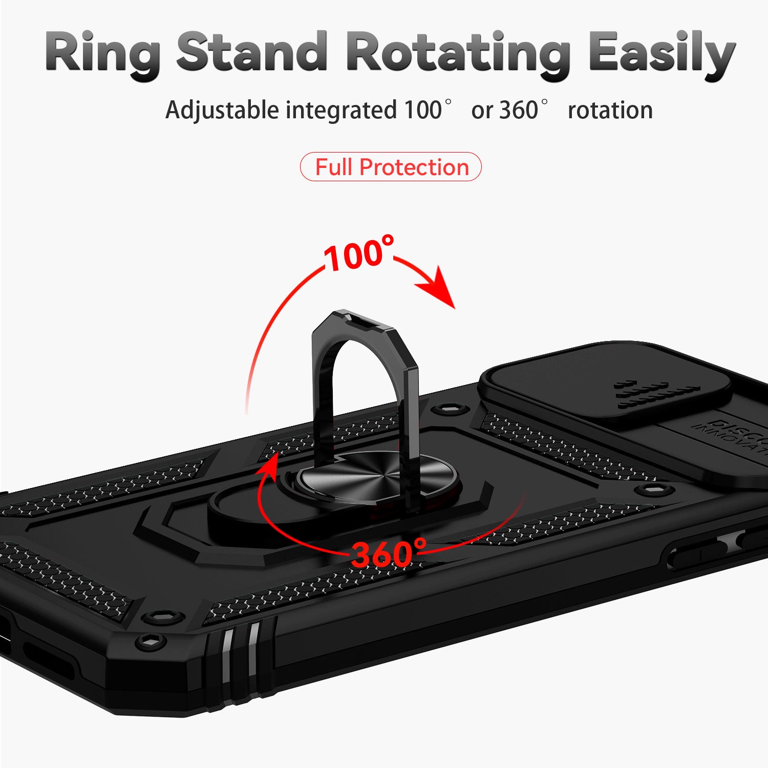 For iPhone 11 Case PC+TPU Kickstand Armour Phone Cover with Camera Slide Guard