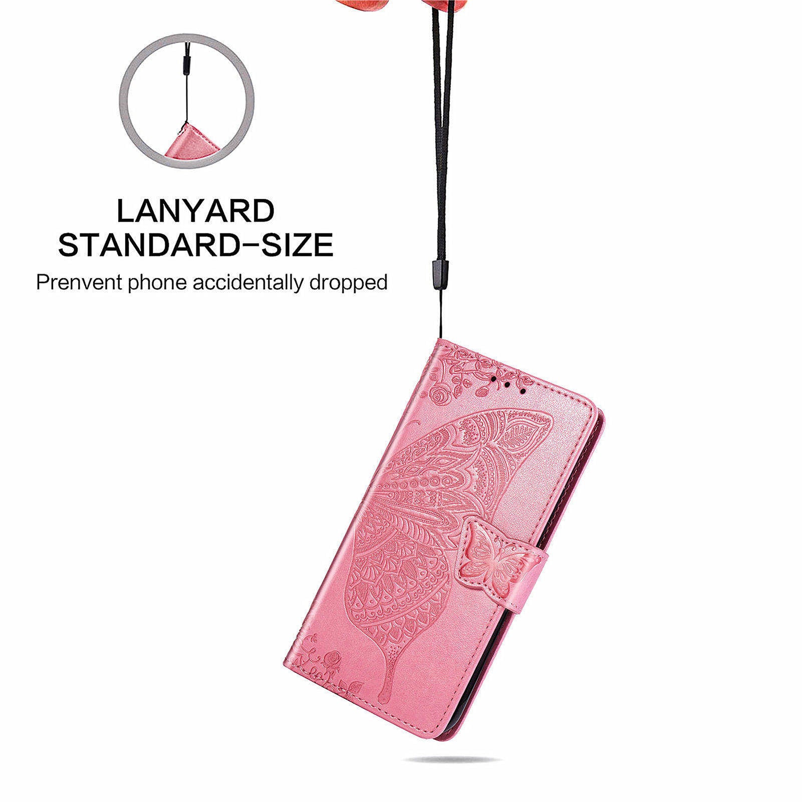 For Realme 12 Pro 5G / 12 Pro+ 5G Leather Case Imprinted Butterfly Phone Cover with Handy Strap