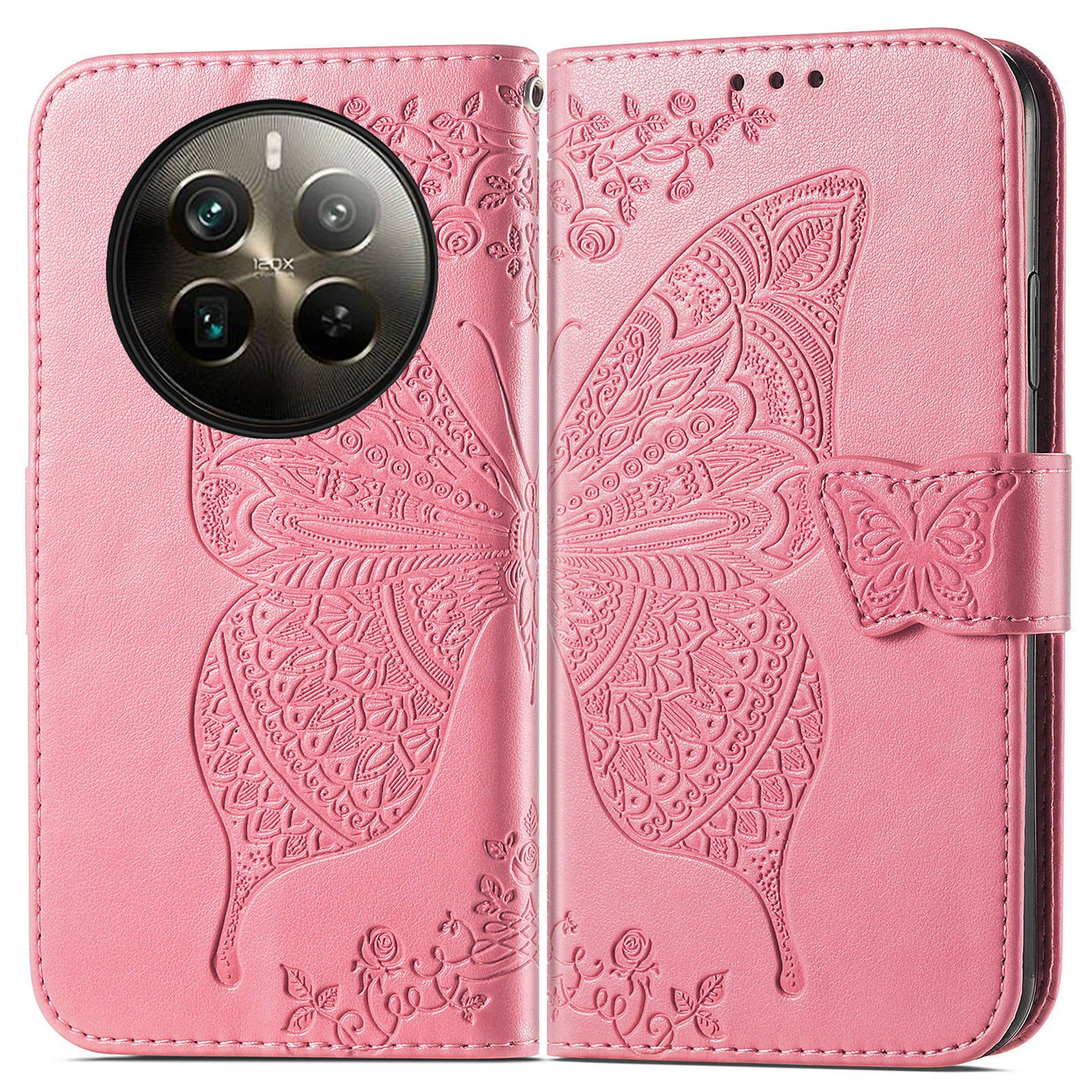 For Realme 12 Pro 5G / 12 Pro+ 5G Wallet Case Butterfly Pattern Leather Stand Phone Cover
