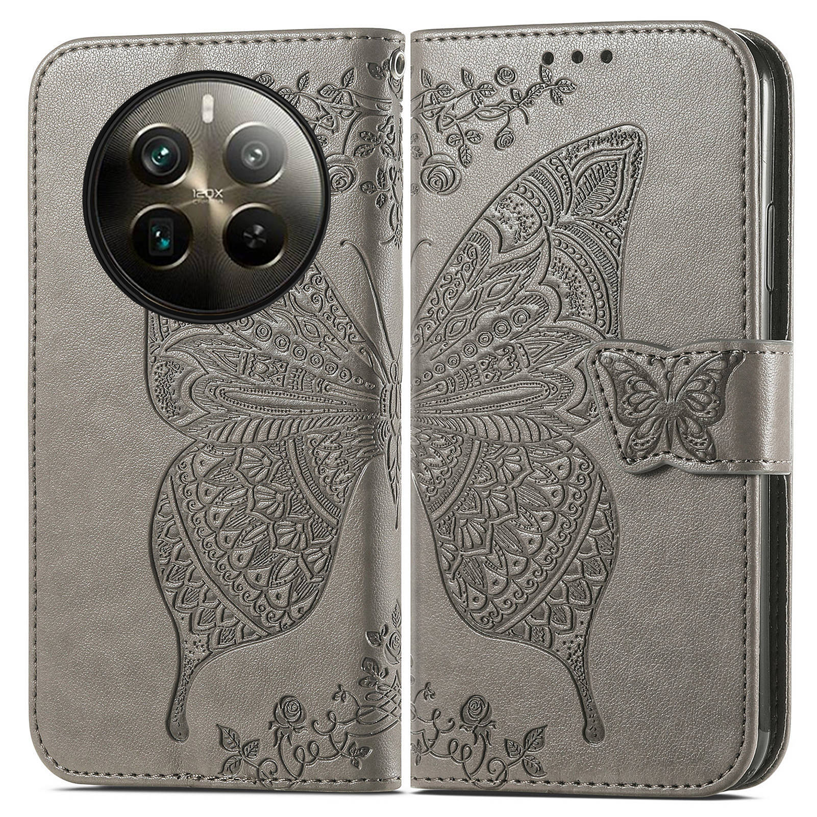 For Realme 12 Pro 5G / 12 Pro+ 5G Wallet Case Butterfly Pattern Leather Stand Phone Cover
